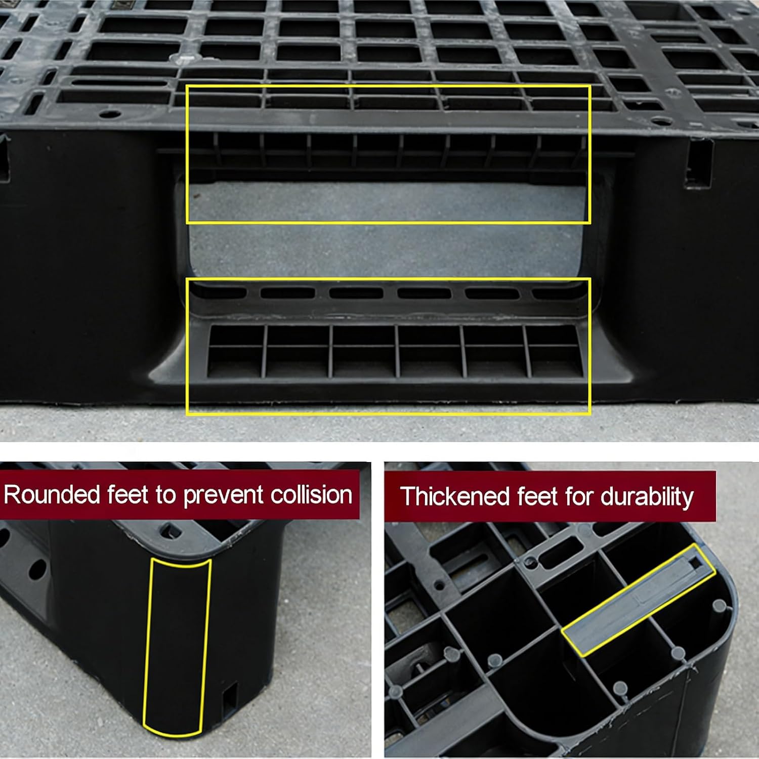 Lightweight Plastic Pallets, Nestable Shipping Pallet, High Warehouse Storage Platform for Kitchen Supermarket Garages, Easy to Clean(Black-1PC,100x100x12cm)