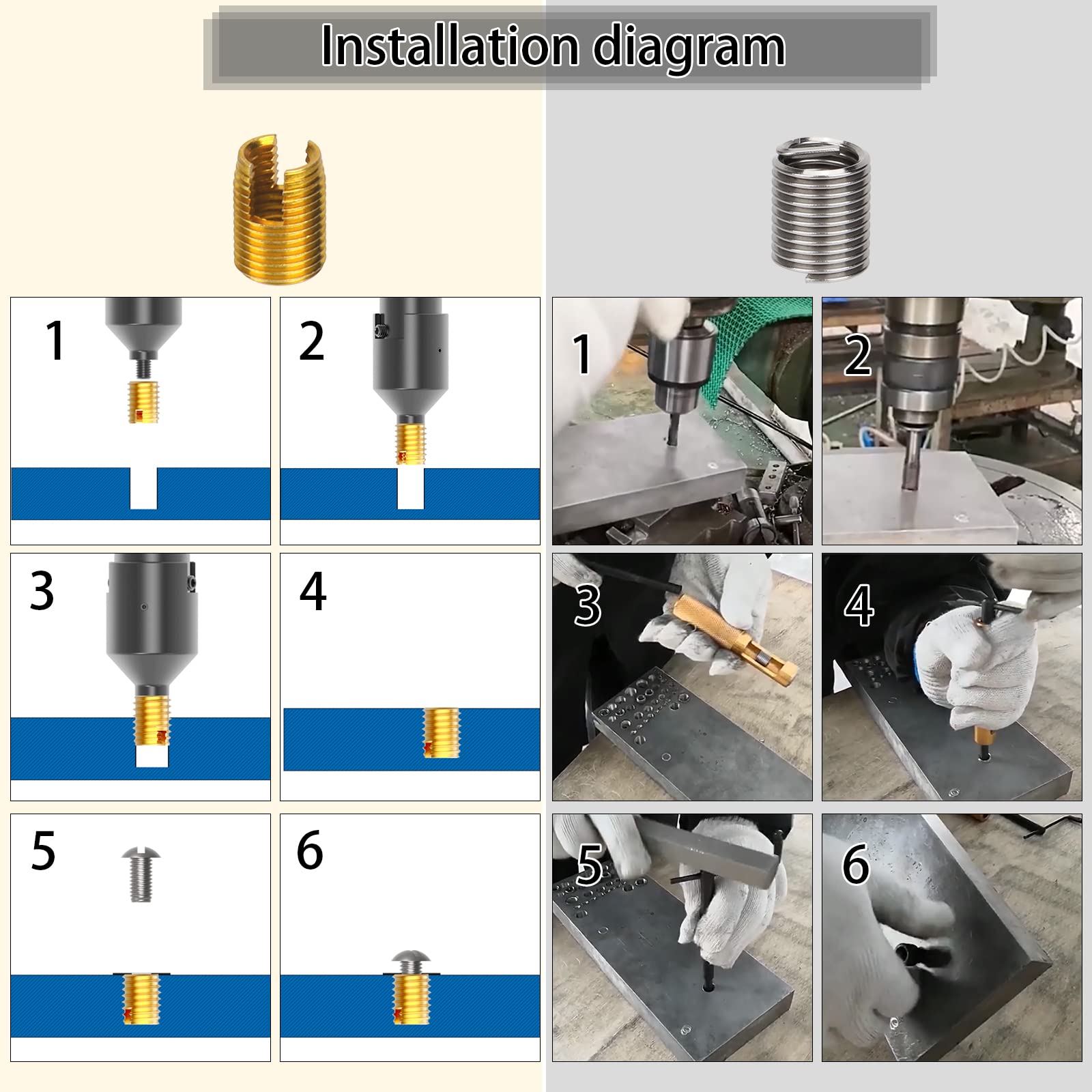 Kit De Réparation Filetage M7x1.0 - Inserts En Acier Inox 304 Et Outils D'Installation - Pour Restaurer Filets Endommagés