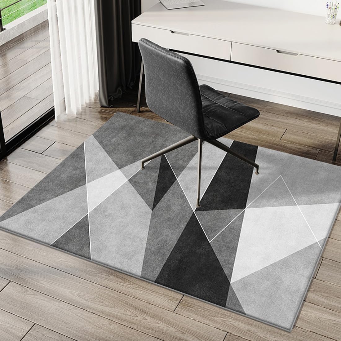 Office Chair Mat for Carpet and Hardwood Floor, 36"x48" Highly Premium Quality - Heavy Duty, Anti-Slip Mat for Office Home (Grey White)