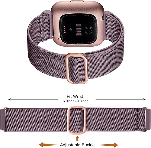 Vista 25 de Maledan Paquete de 3 correas elásticas Solo Loop compatibles con Fitbit Versa 2, para mujeres y hombres, correa de reloj deportiva de nailon suave
