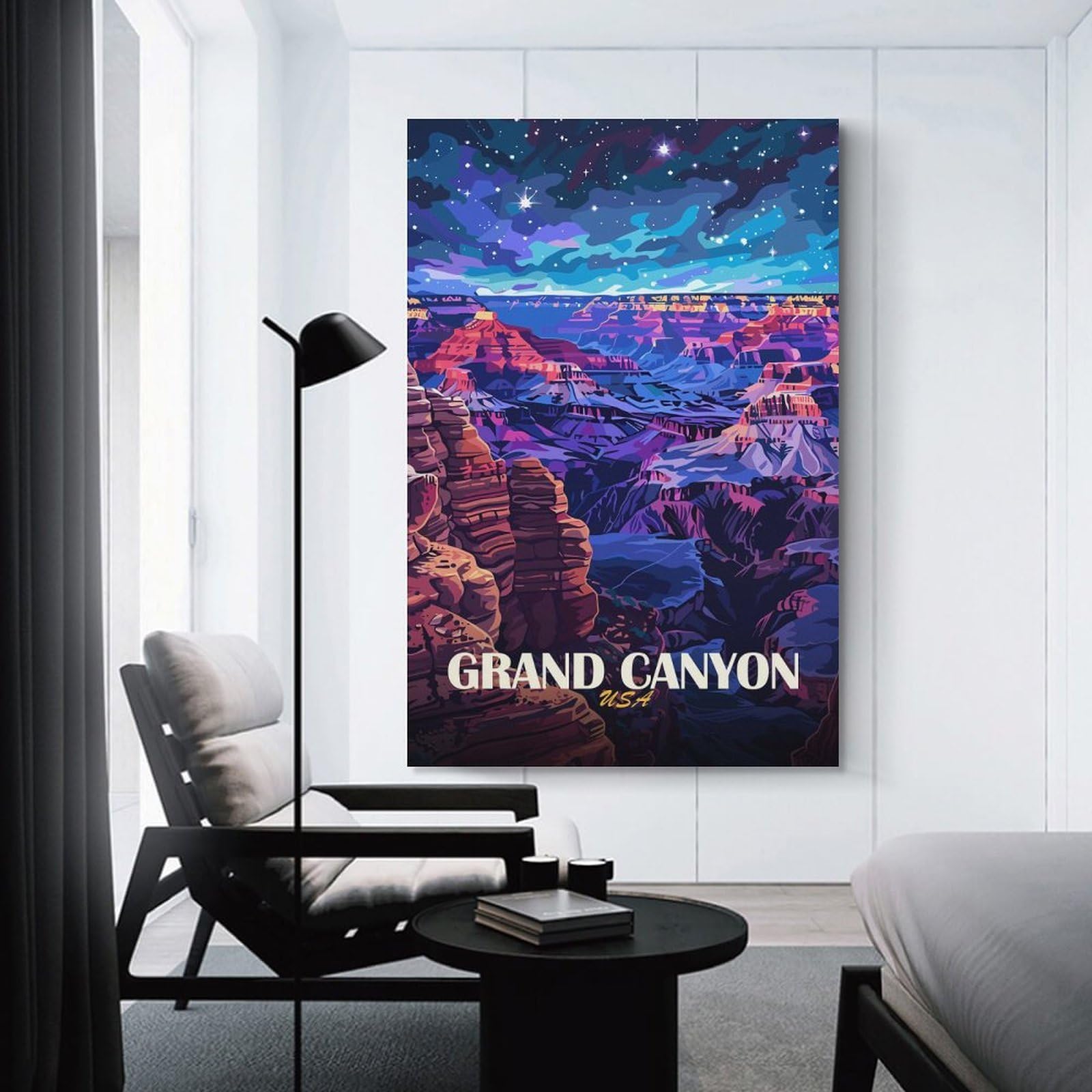 Junmoney Unframe-Style-11 Grand Canyon Usa Night Landscape Art Canvas Wall Art, 08X12inch(20X30cm), For Wall Displays, Bedrooms Or Room Updates, Ideal For Building A Coordinated Art Wall