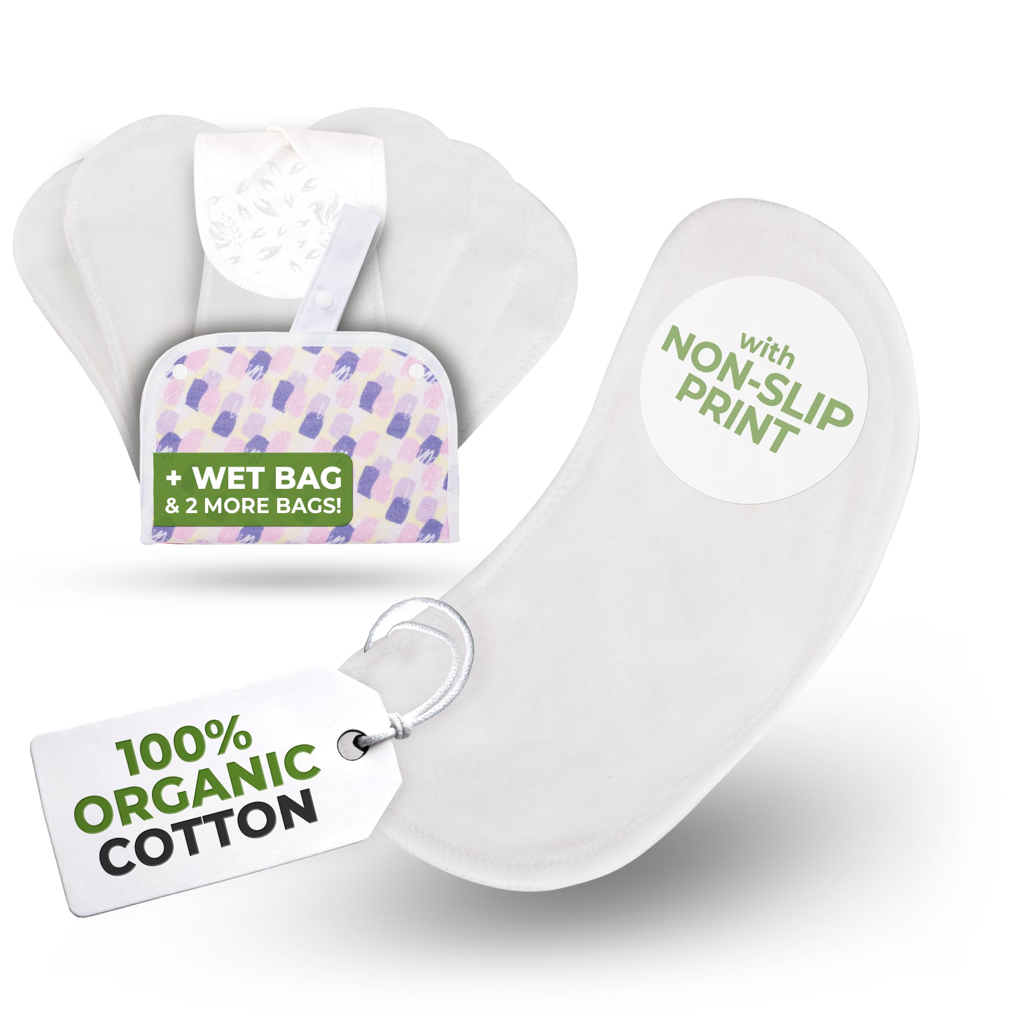 Natissy Salvaslip Riutilizzabili Senza Ali in Cotone Biologico per Donna, Lavabili, Traspiranti, Morbidi, Senza Odori e Senza PUL - Set 7 pz Taglia S - Made in EU