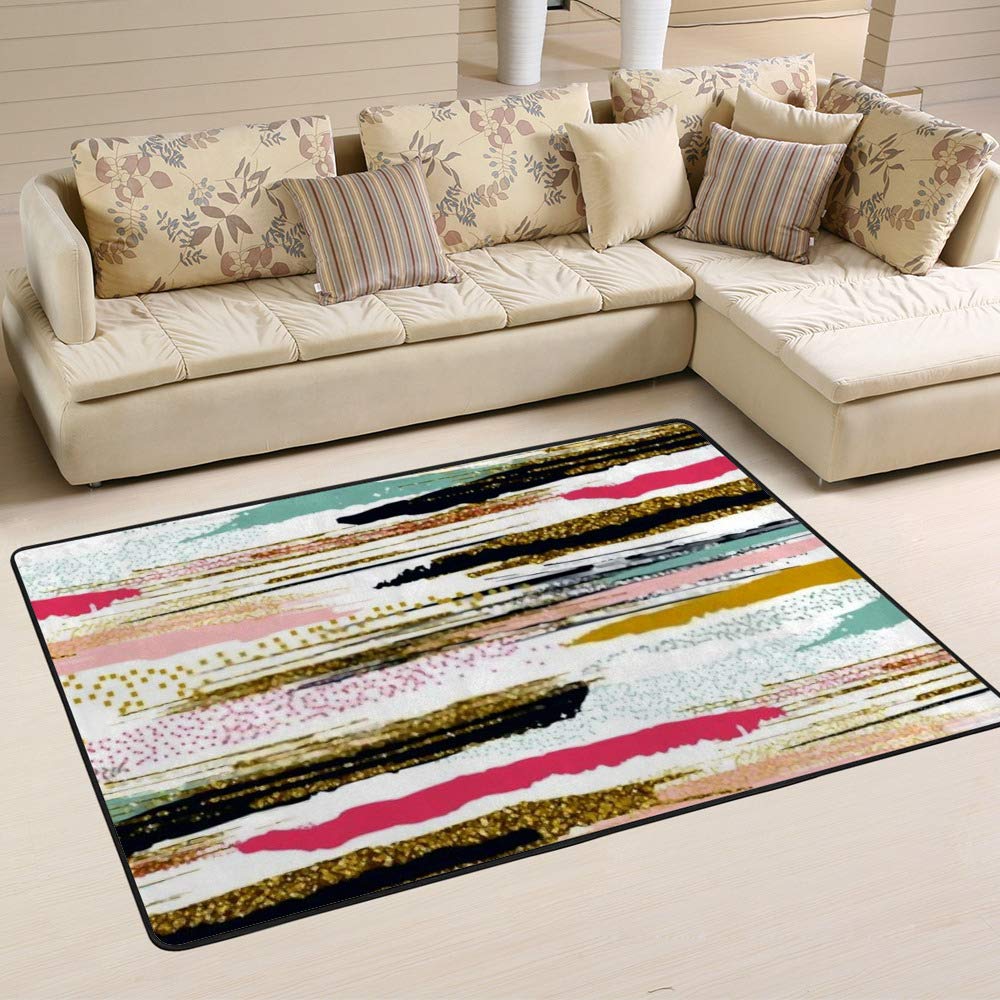 Tapis de grande taille anti-boulochage en polaire microfibre dorée Cheshongg