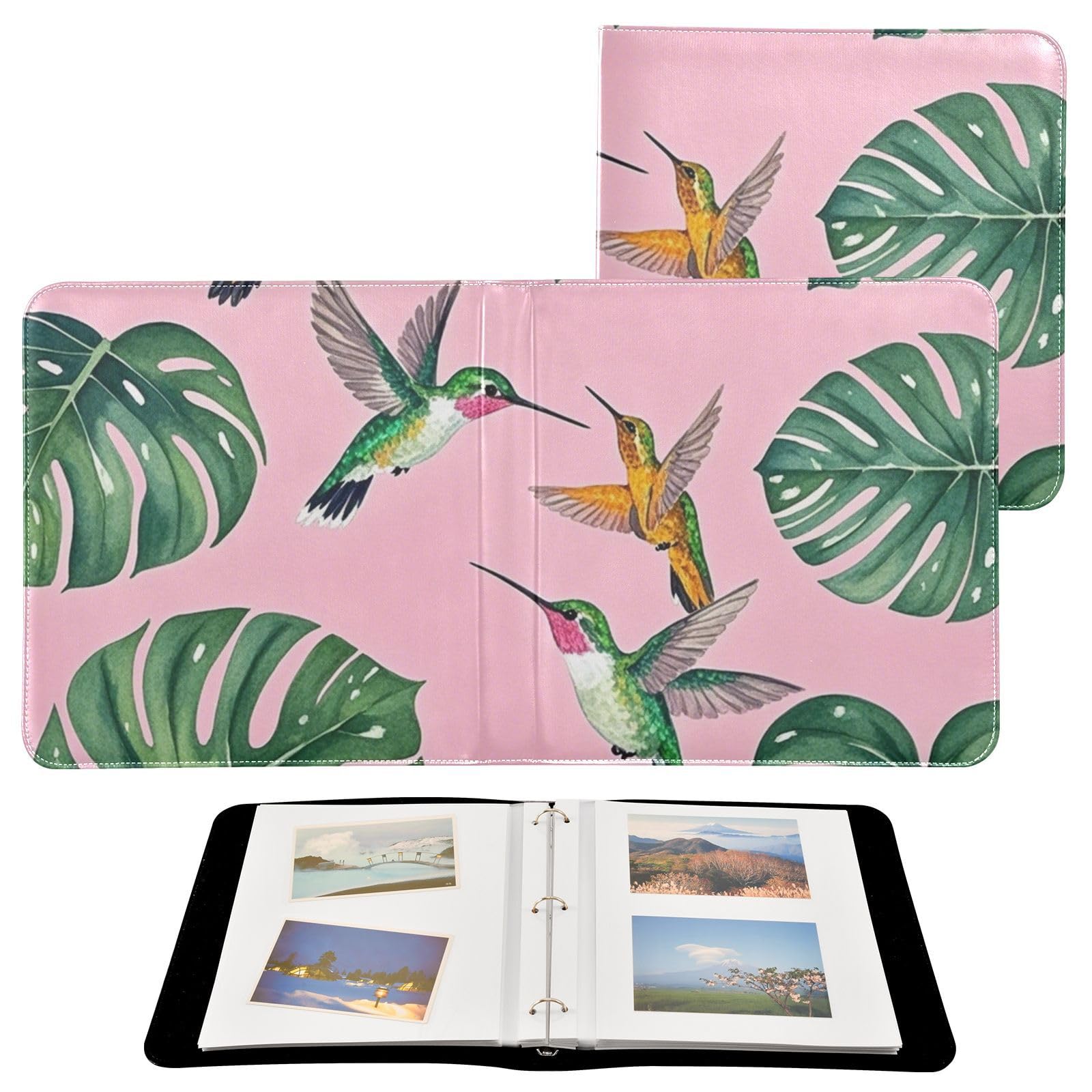 Photo Album 4x6, 5x7,6x8,Artificial Leather Photo Albums with 20 Detachable Sheets Monstera Design for Family Wedding,Multi 16