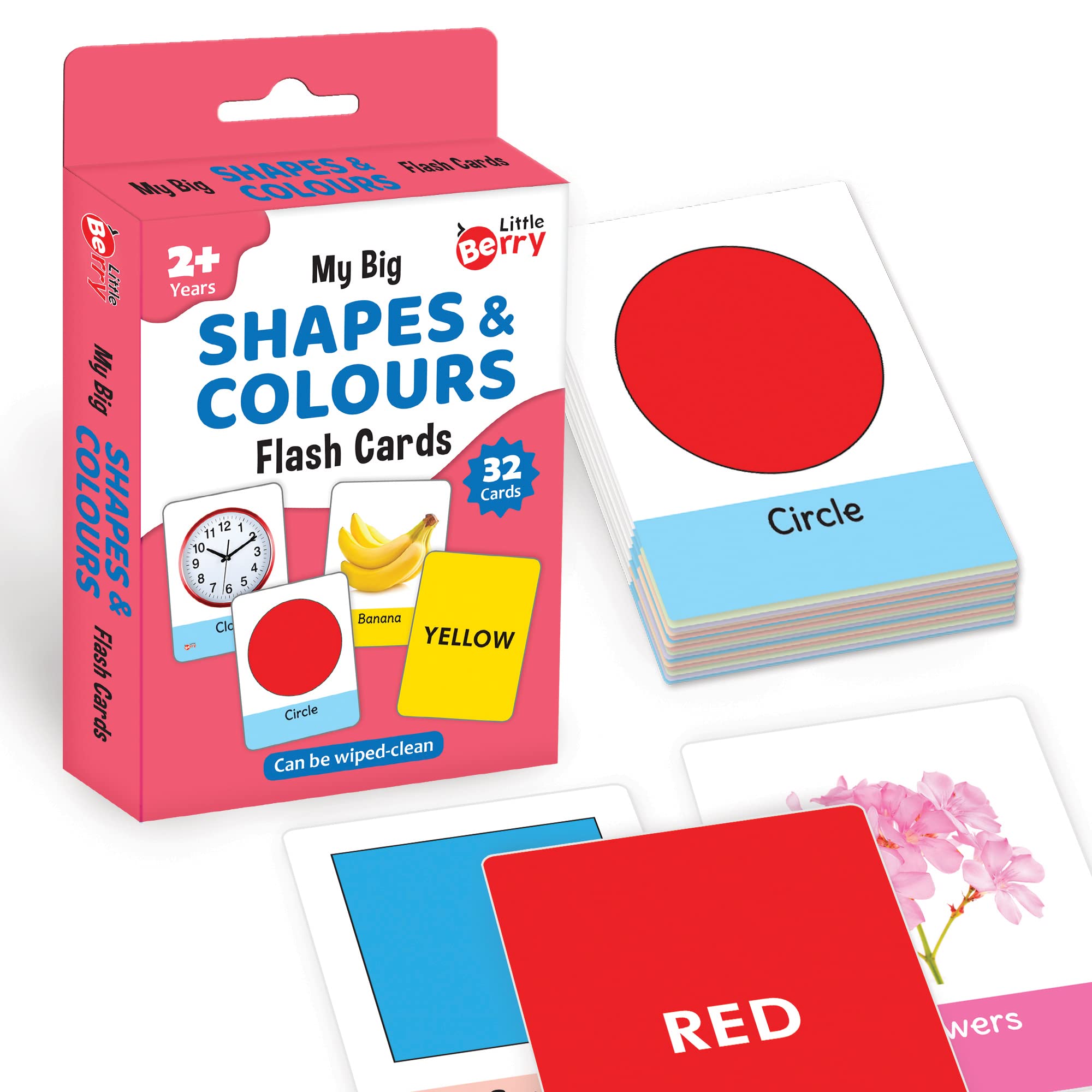 Little Berry Big Flash Cards for Kids: Shapes & Colours | 32 Double-Sided Picture Cards, Durable & Water Resistant | Early Learning & Development Toy for Preschoolers & Toddlers 2-6 Years-image-35