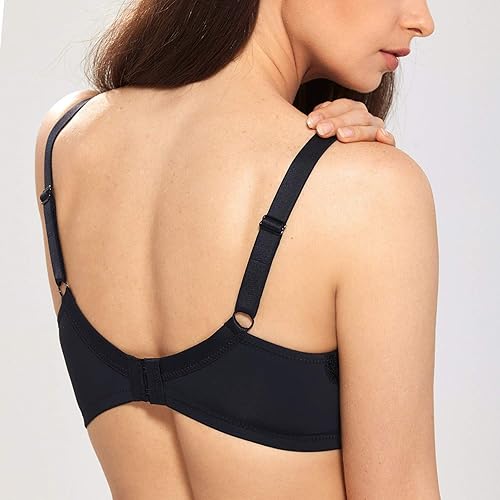 Miniatura 3 de DELIMIRA - Brasier de encaje con aros, de cobertura completa, sin forro, talla extra grande para mujer, hasta J