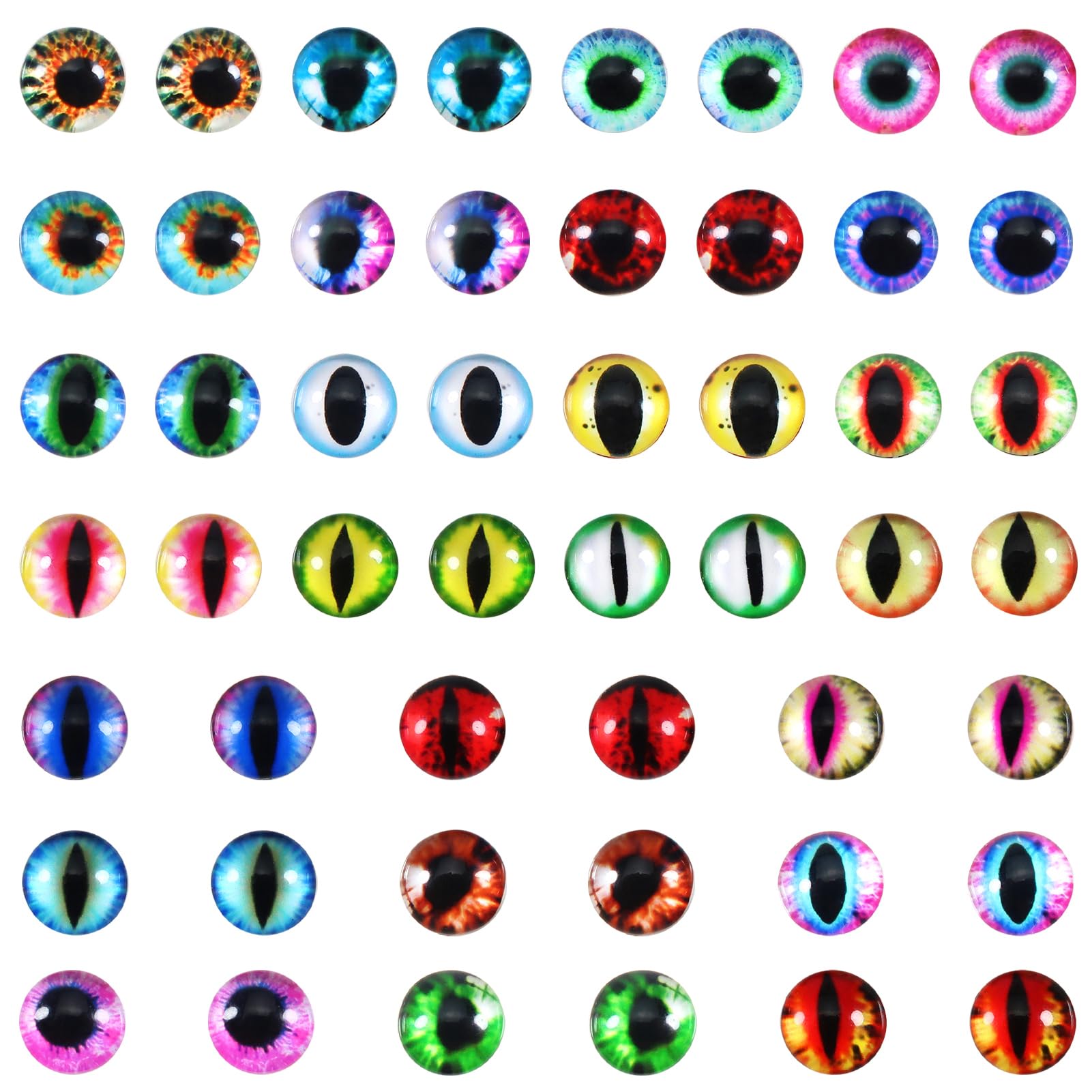 TOAOB 100 pcs 12 mm Glass Dragon Eyes Cabochon Eyes Safety Eyes Dolls Eyes for Doll Making DIY Craft Plush Animals