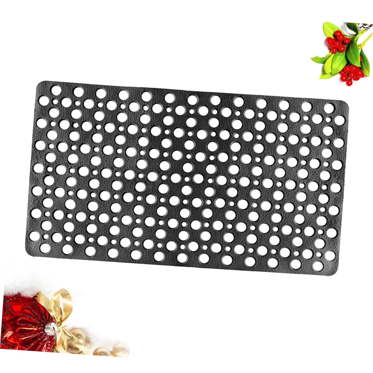 HANABASS Slip Bathroom Floor Mat with Circle Holes Durable TPE Material for Secure Grip Modern Design for Shower Wet Areas Bathroom Accessories Black