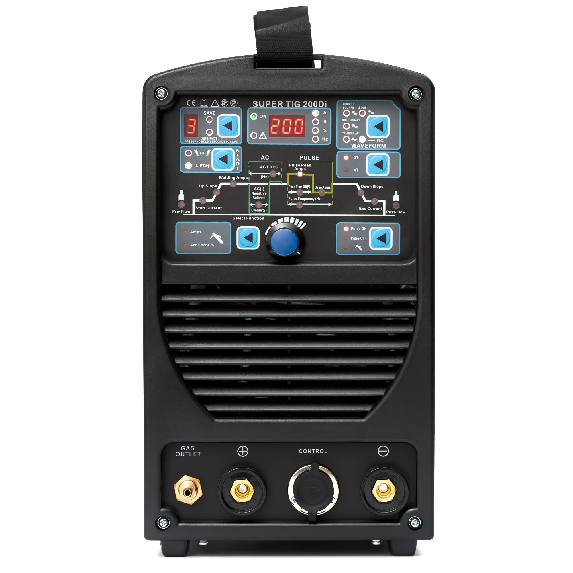 IPOTOOLS SUPERTIG 200DI WIG Schweißgerät AC DC Schweissgerät mit 200 Amper Volldigitales Inverterschweißgerät Inkl HF-Zündung, Pulsfunktion, MMA, IGBT, 7 Jahre Garantie