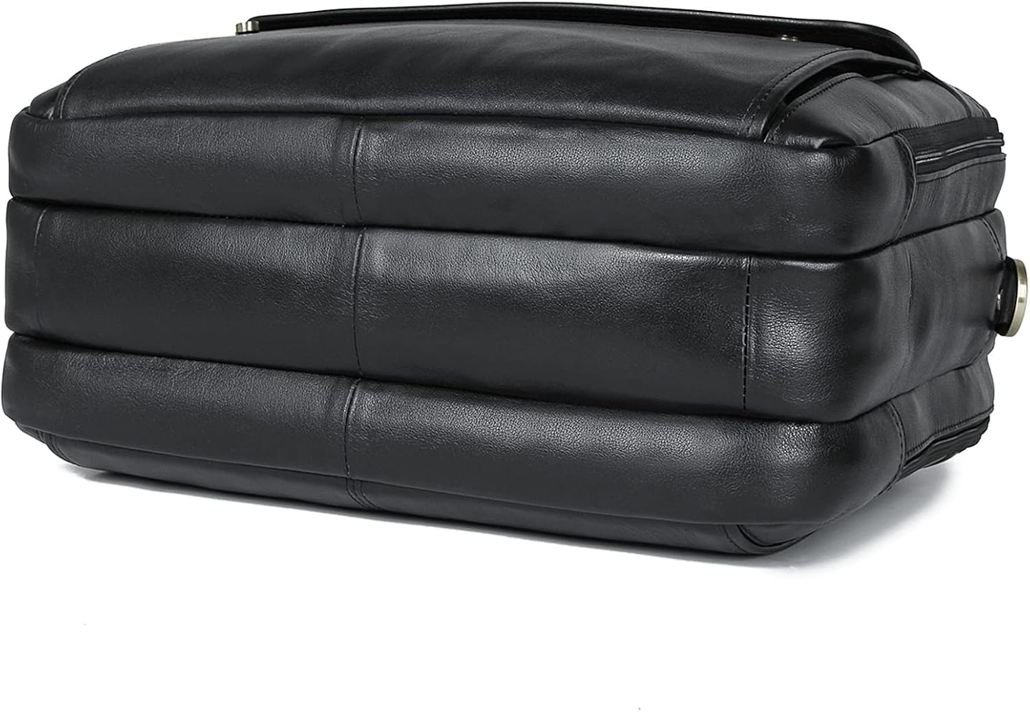 Polare Natural Napa Leather 16'' Black Business Briefcase Laptop Messenger Bag for Men with YKK Zippers