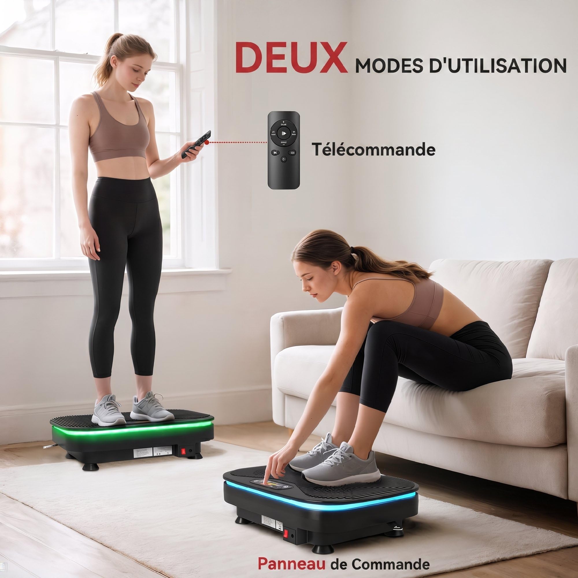 SPORTNOW Plateforme Vibrante Appareil de Musculation 3 Programmes Noir