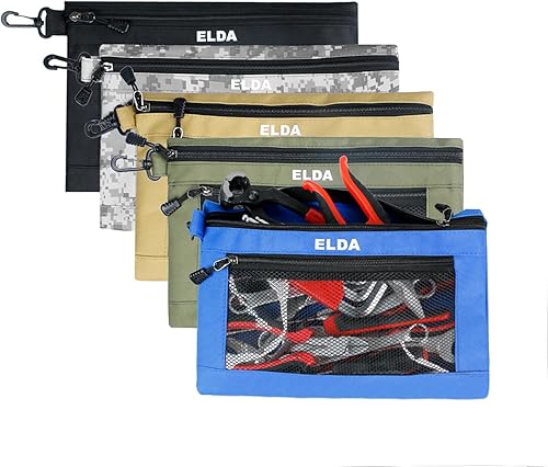 ELDA Bolsa de herramientas con cremallera, organizador impermeable y almacenamiento para hombres, bolsa de herramientas de alta resistencia,