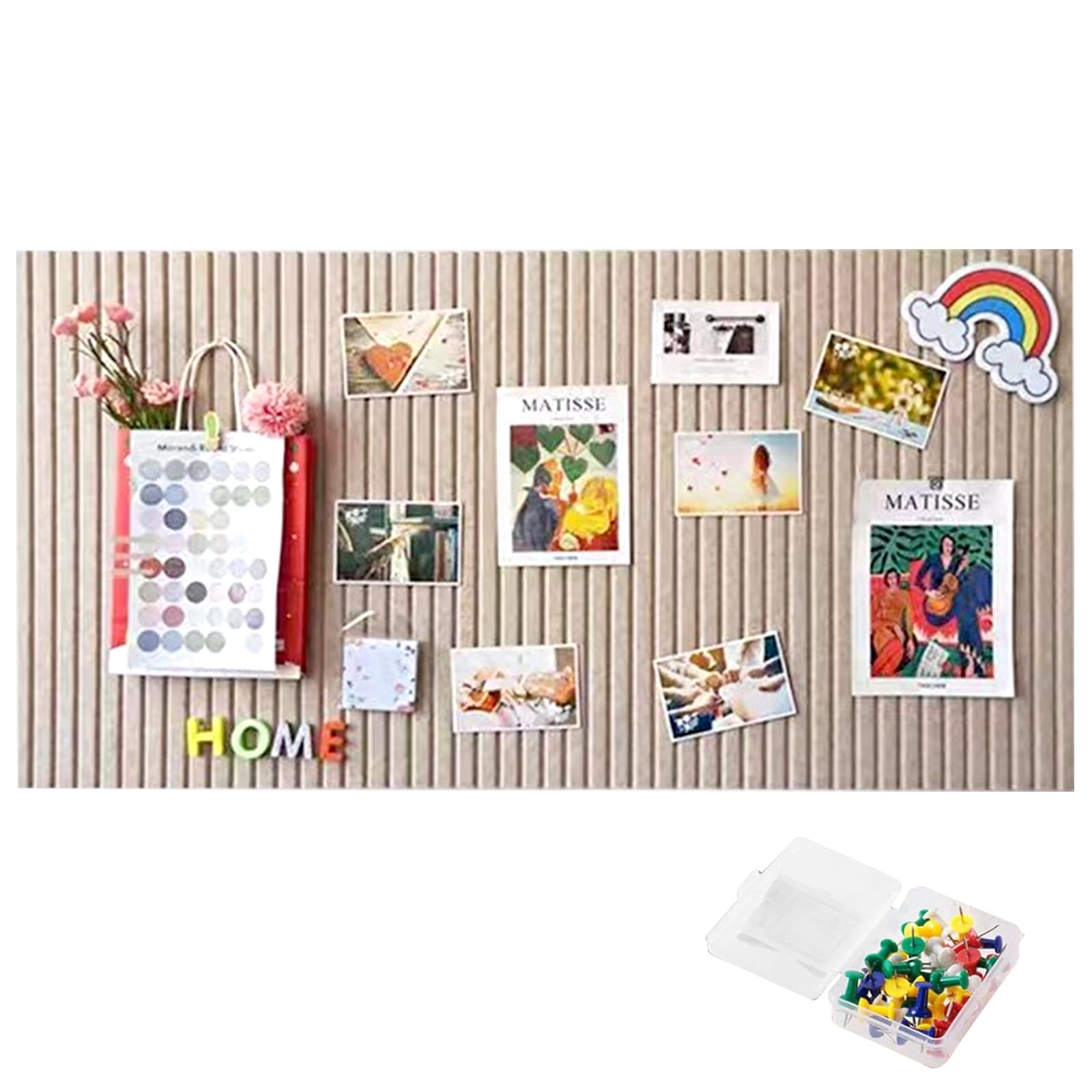 YFCJYBF Vilten prikbord, groot, 60 x 40 cm, zelfklevend kurk-prikbord met 60 pennen, 9 mm dik, premium bulletin board voor foto's, notities en memo's, ideaal voor thuis, kantoor, school, inclusief 25