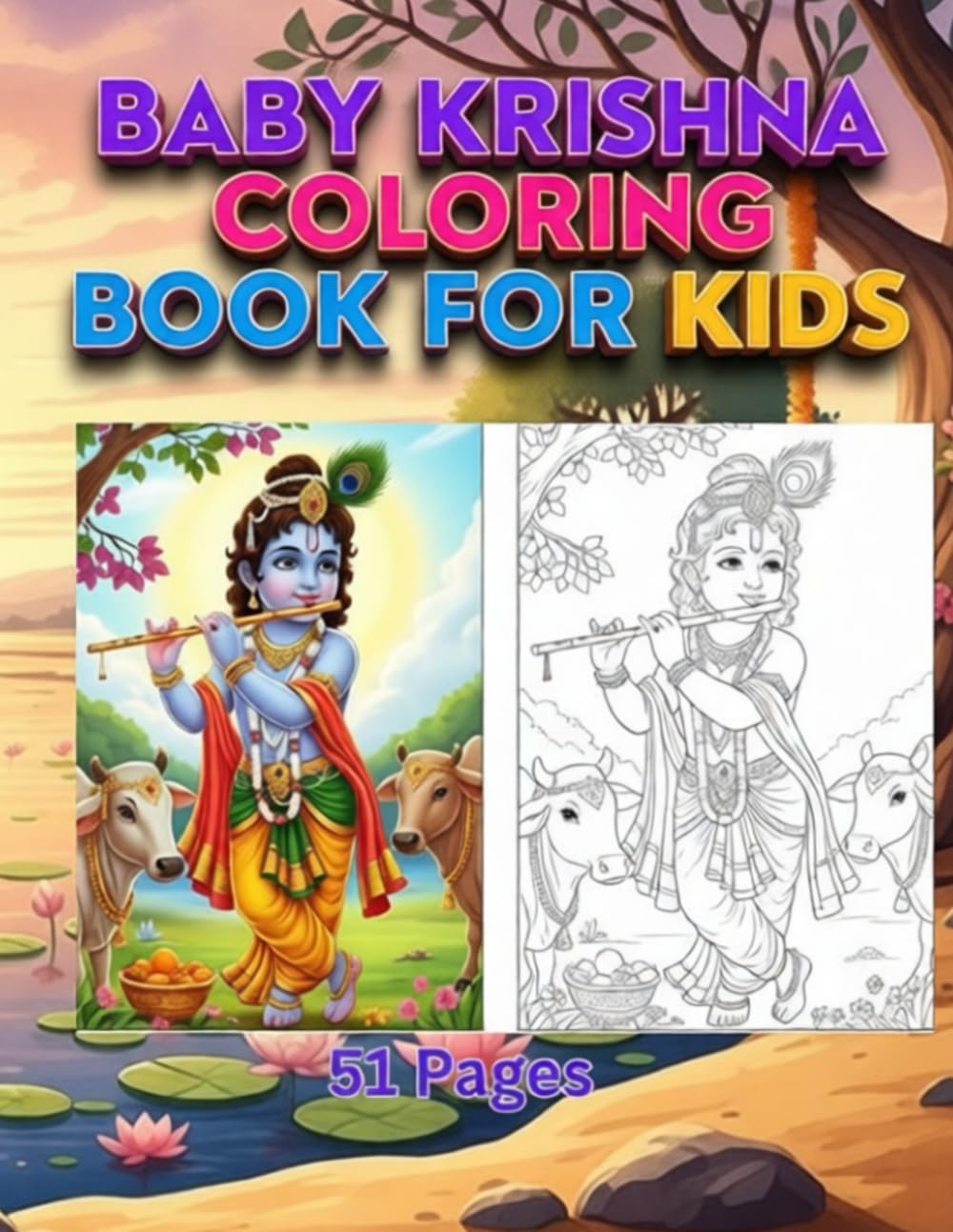 Baby Krishna Coloring Book for Kids: Easy and Fun Coloring Pages with Big Bold Outlines for Kids Ages 3–8