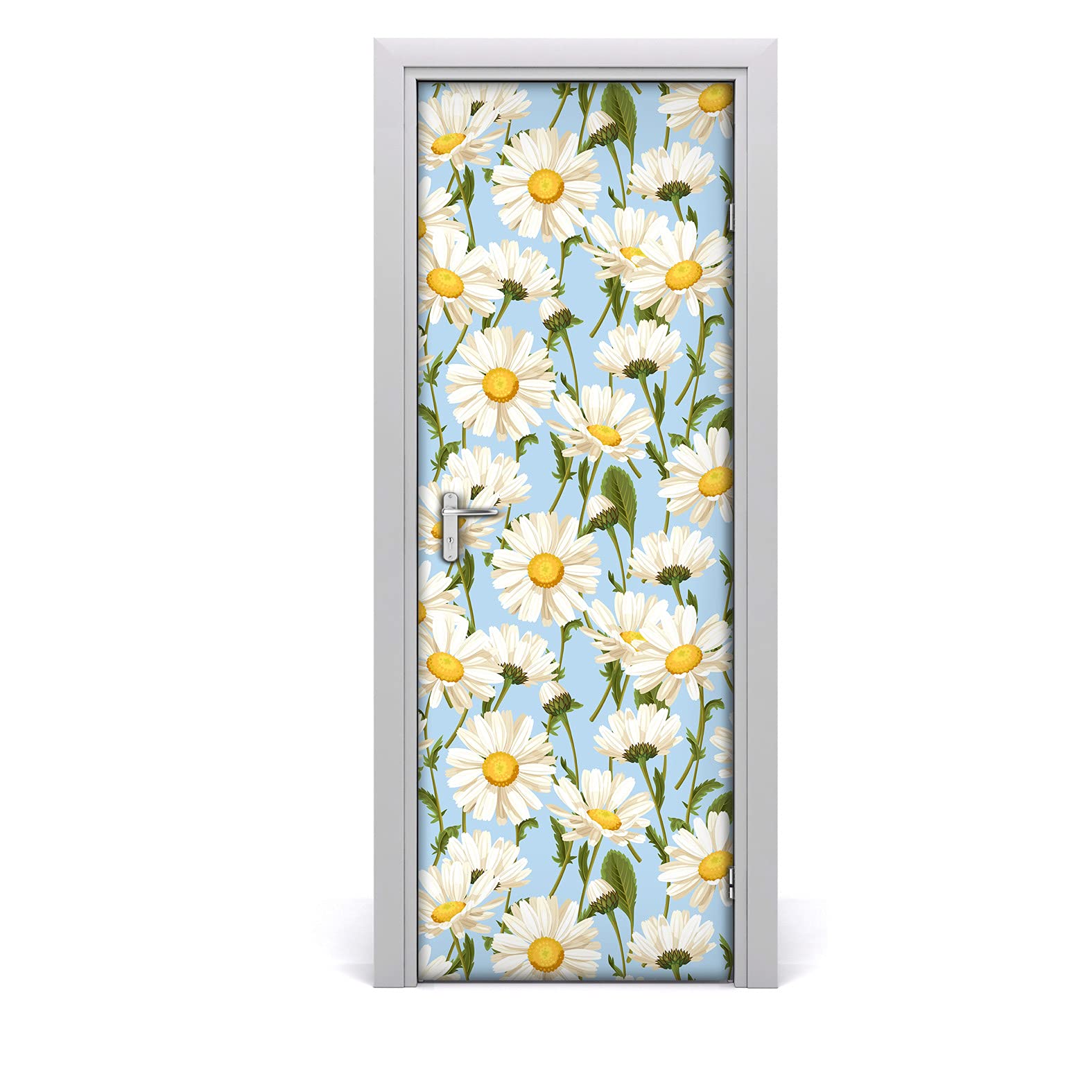 Papier peint sur la porte étanche pour rénover et masquer les imperfections