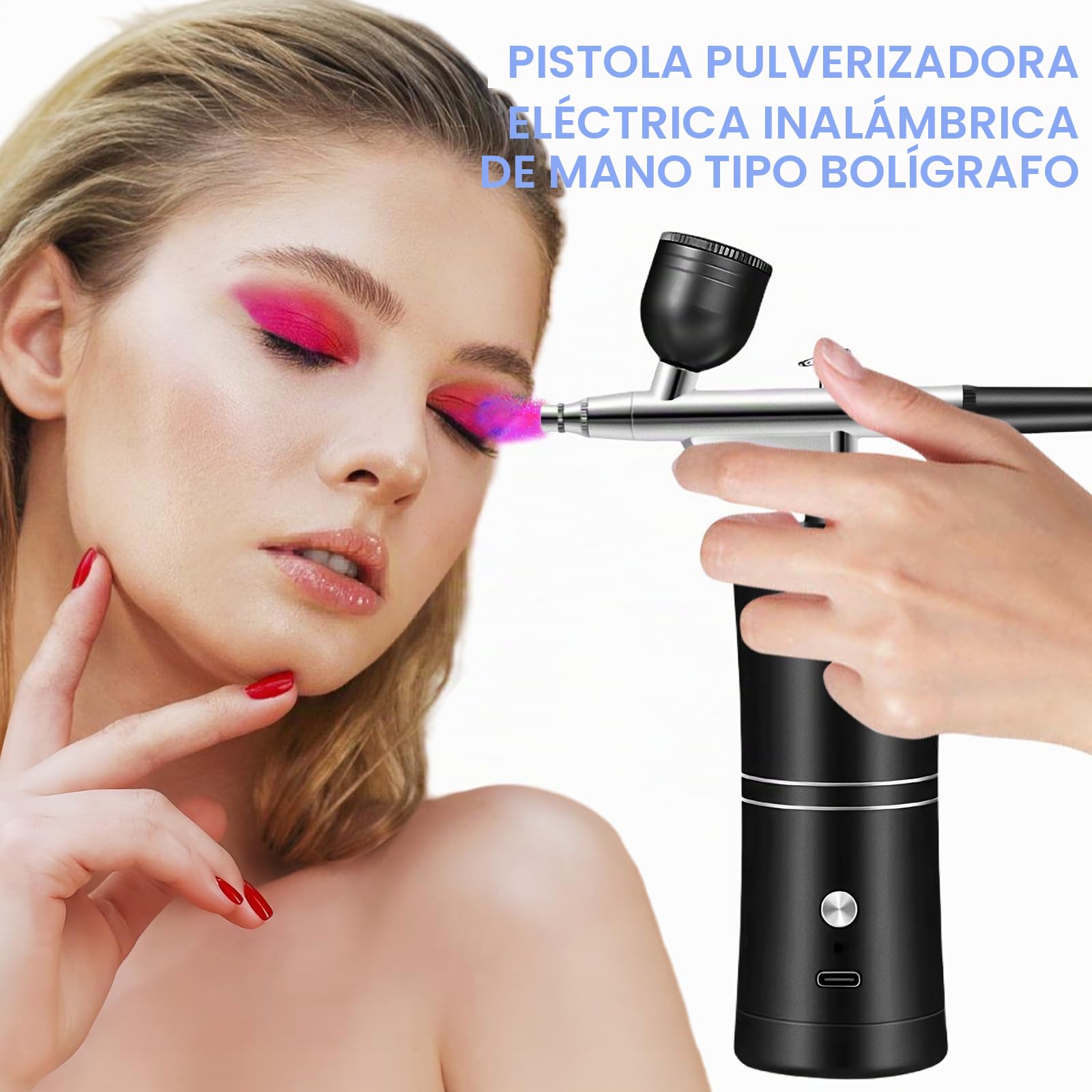 Juego De Aerógrafo, Kit De Aerógrafo, Mini Aerógrafo Set, Portátil Con Compresor Aerógrafo Recargable Para Uñas, Pintura De Modelos, Pasteles, Maquillaje Tatuajes Y Pintura Facial (Nnegro)