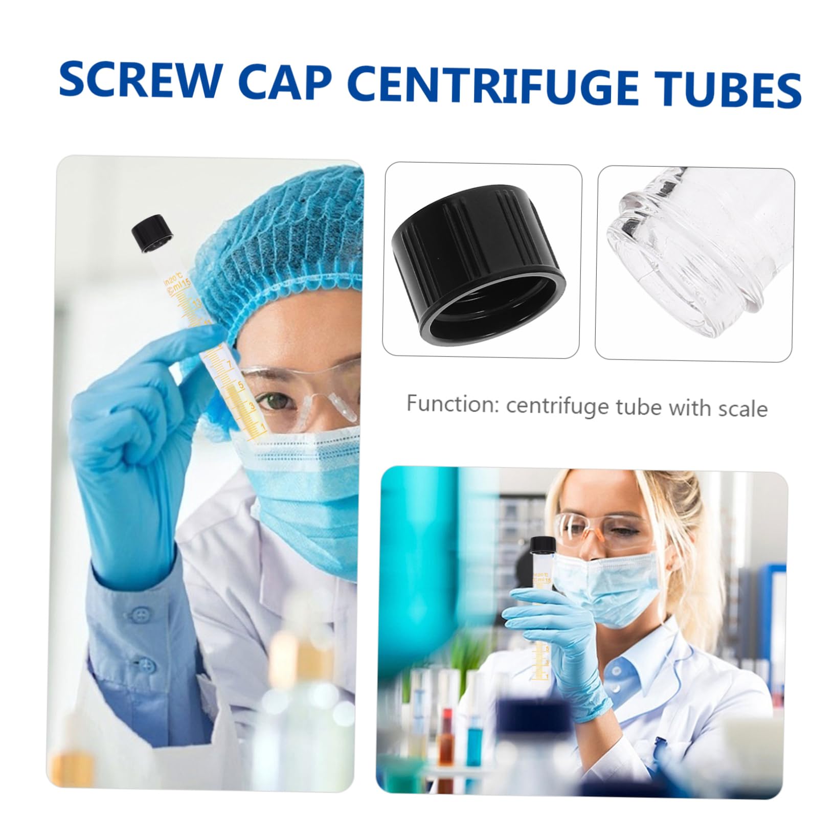 ULTECHNOVO 20piezas Tubo De Ensayo De Vidrio Graduado De Resistente Altas Temperaturas Tapa y Sellado Seguro Para Experimentos Científicos y Almacenamiento De Muestras
