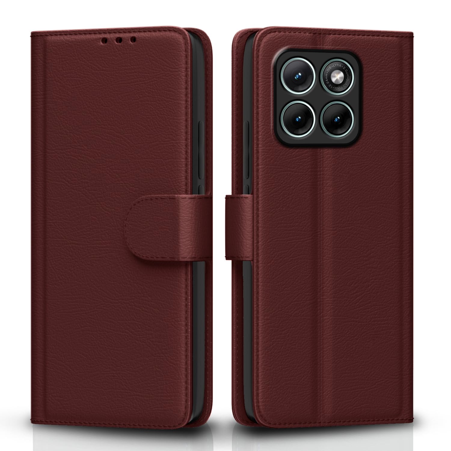 Pikkme Flip Cover for Motorola Moto Edge 70 Fusion 5G Leather Finish | Inside TPU with Card Pockets | Wallet Stand and Shock Proof | Complete Protection Flip Case (Brown)-image-24