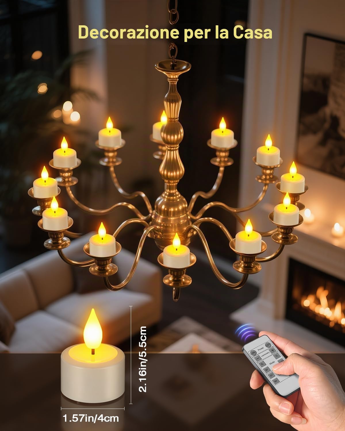 SoulBay Candele LED Ricaricabili Tea Light con Telecomando, 12 Pezzi Mini Candele Finte Luci a LED Batteria Natalizie Decorative Elettriche Effetto Reale Per Halloween Natale Decorazioni Casa