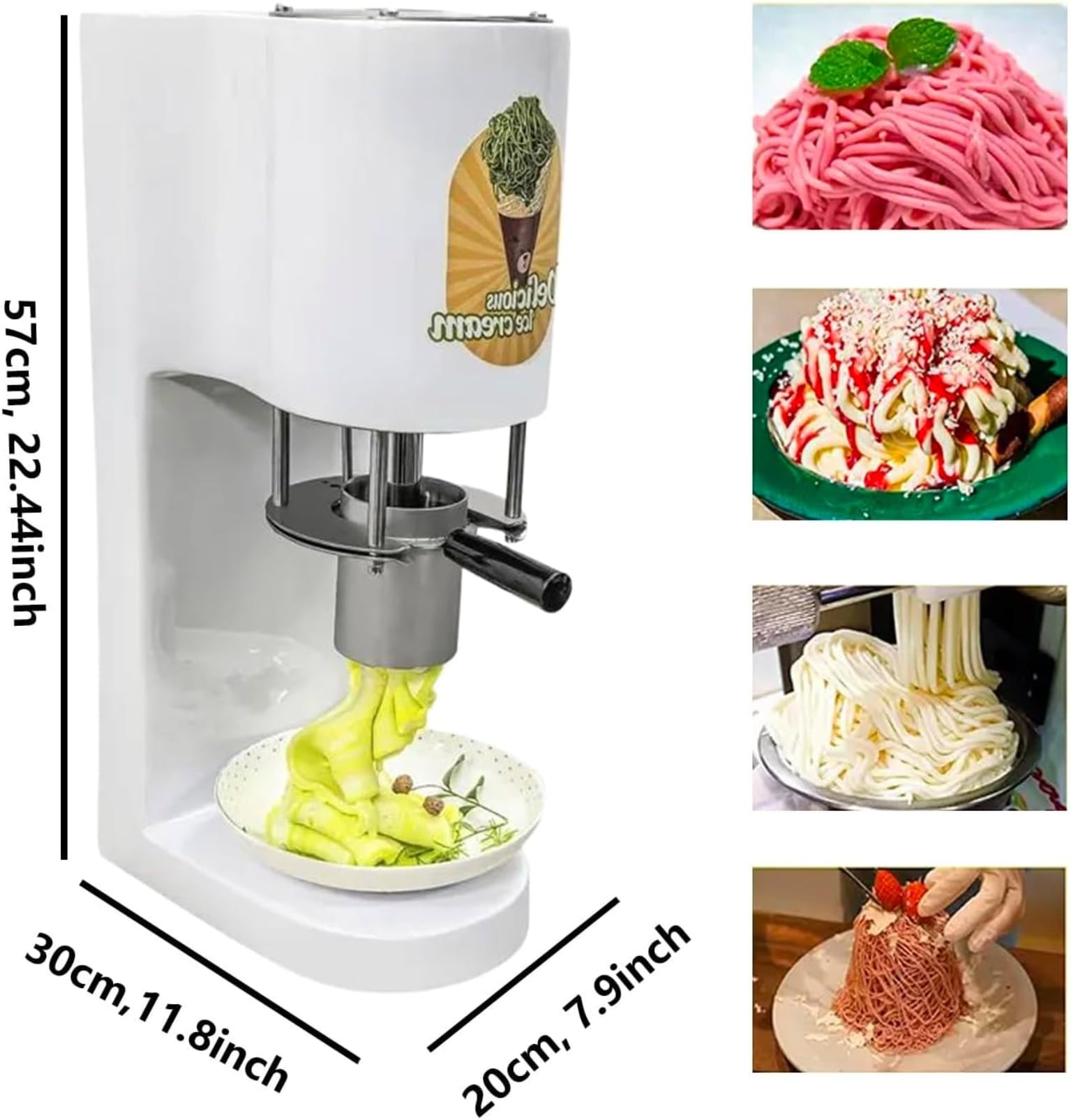 Nouvelle Machine à Glace à Spaghetti Italienne pour Commercial/Maison, Machine à Glace Polyvalente 4-en-1 avec 4 moules, capacité 420 ML, pour Gelato & amp; Boutiques de Desserts