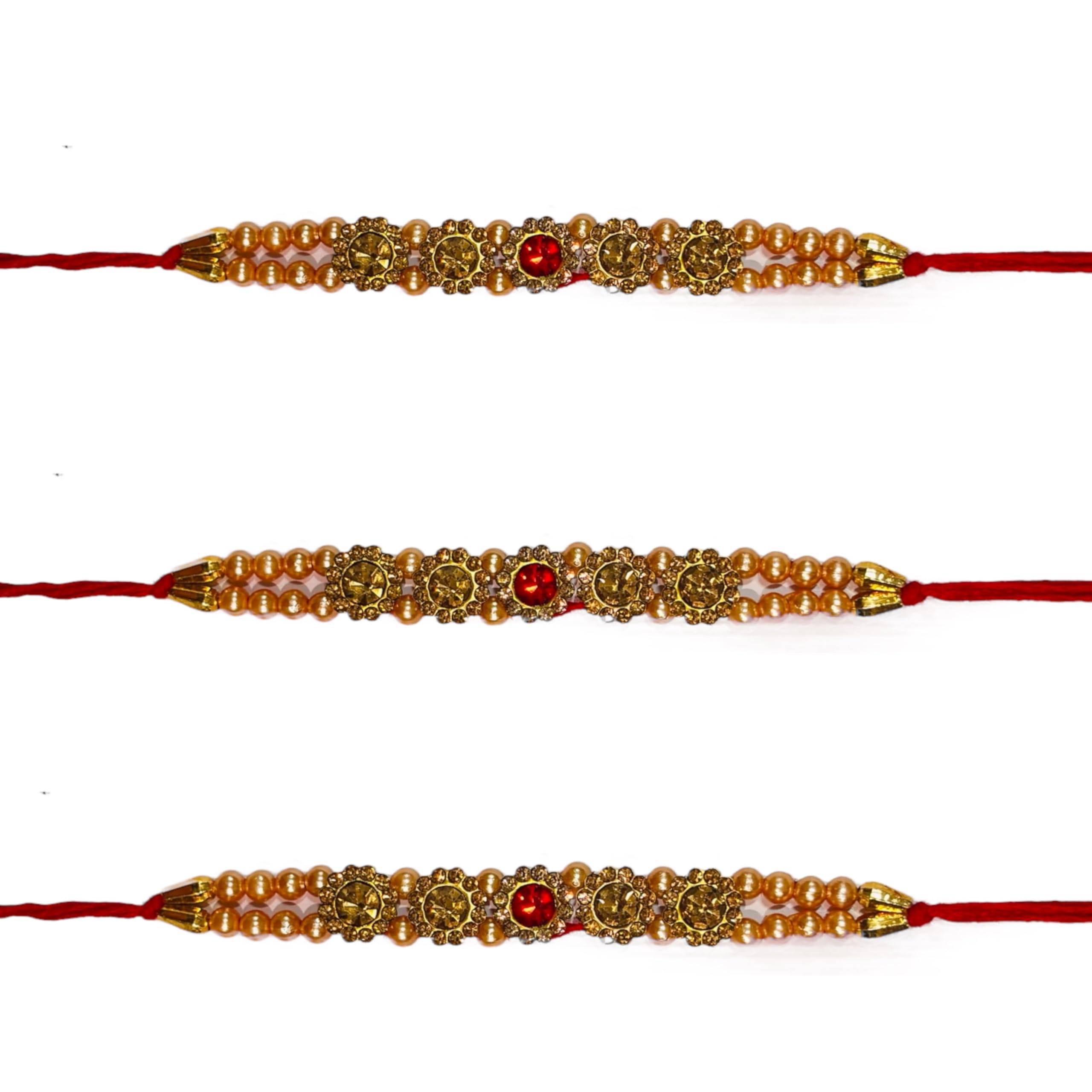 Red & Golden Meena Rakhi Raksha Bandhan Gift Band Moli Wristbands Stone Pearl Designer Rakhi for Brother Bhaiya with Roli Tilak Combo Set (Pack of 3) (B0D1PH43TM) Amazon Price History, Amazon Price Tracker