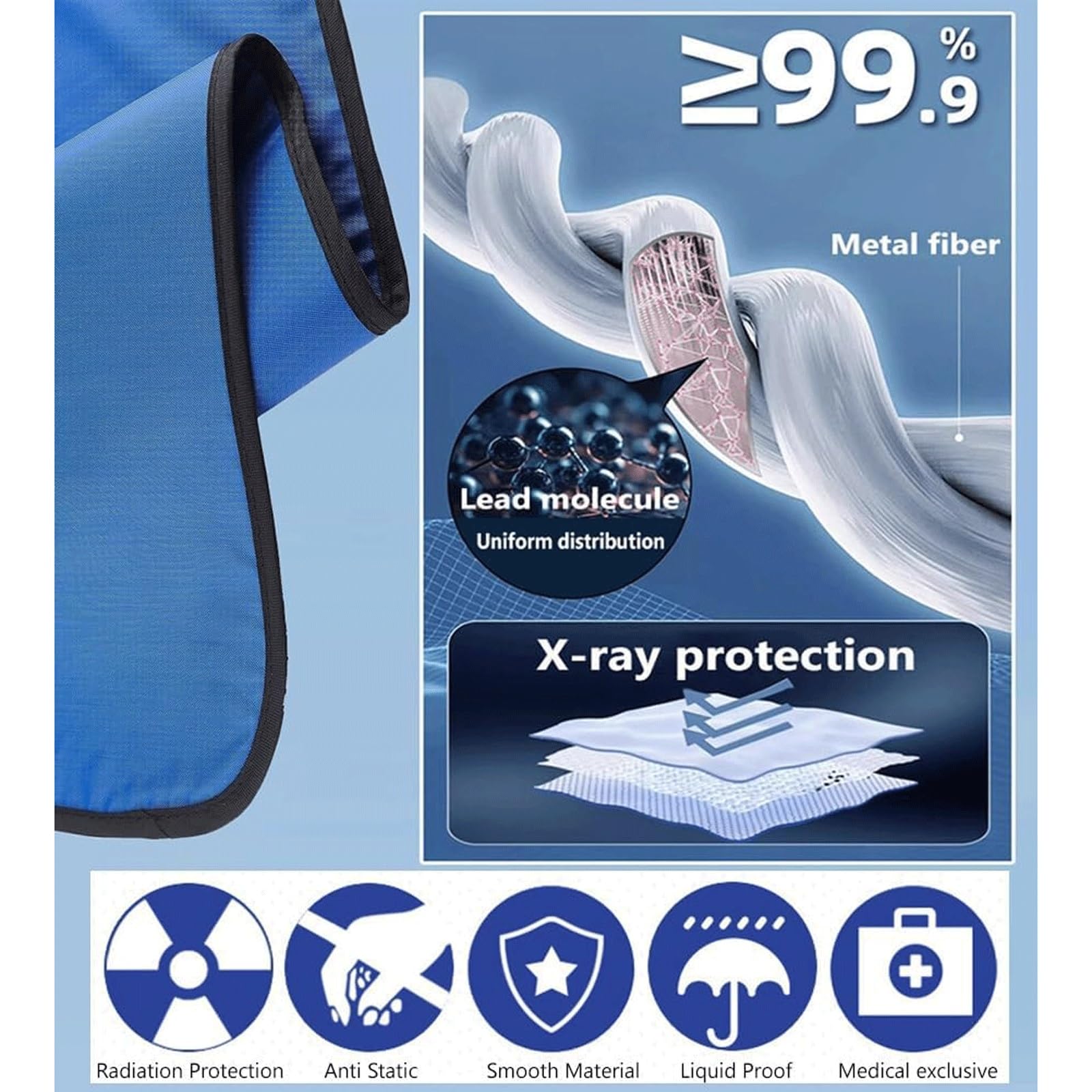 Delantal de plomo protector, resistente a la radiación de rayos X, chaleco unisex de goma suave for uso en odontología, hospitales veterinarios. Ropa médica(0.35 Mmpb,Medium)