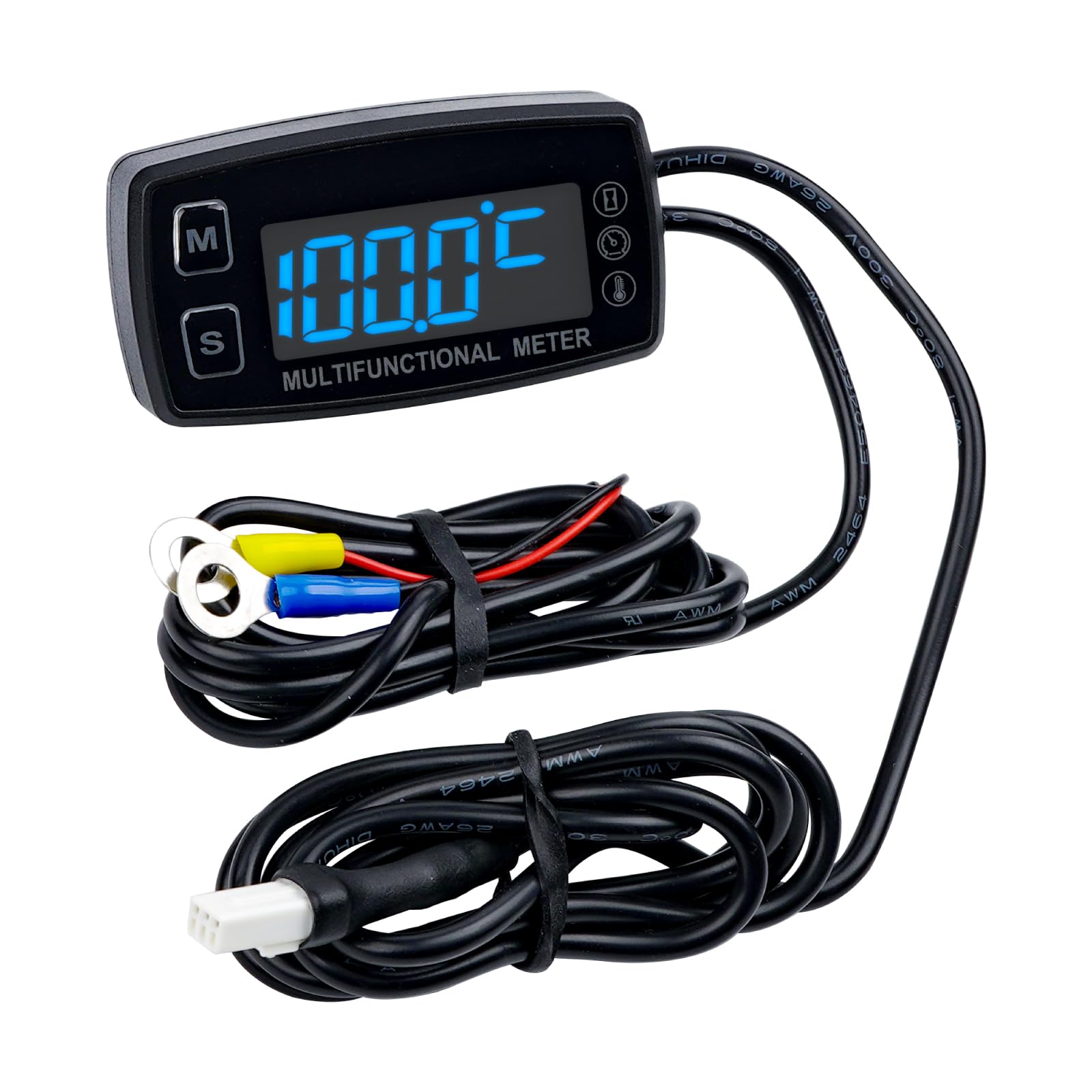 Medidor digital de horas, tacómetro, medidor de temperatura, recordatorio de mantenimiento del motor, uso para tractor de césped, cortacésped, motor fueraborda, generador de motos de cross