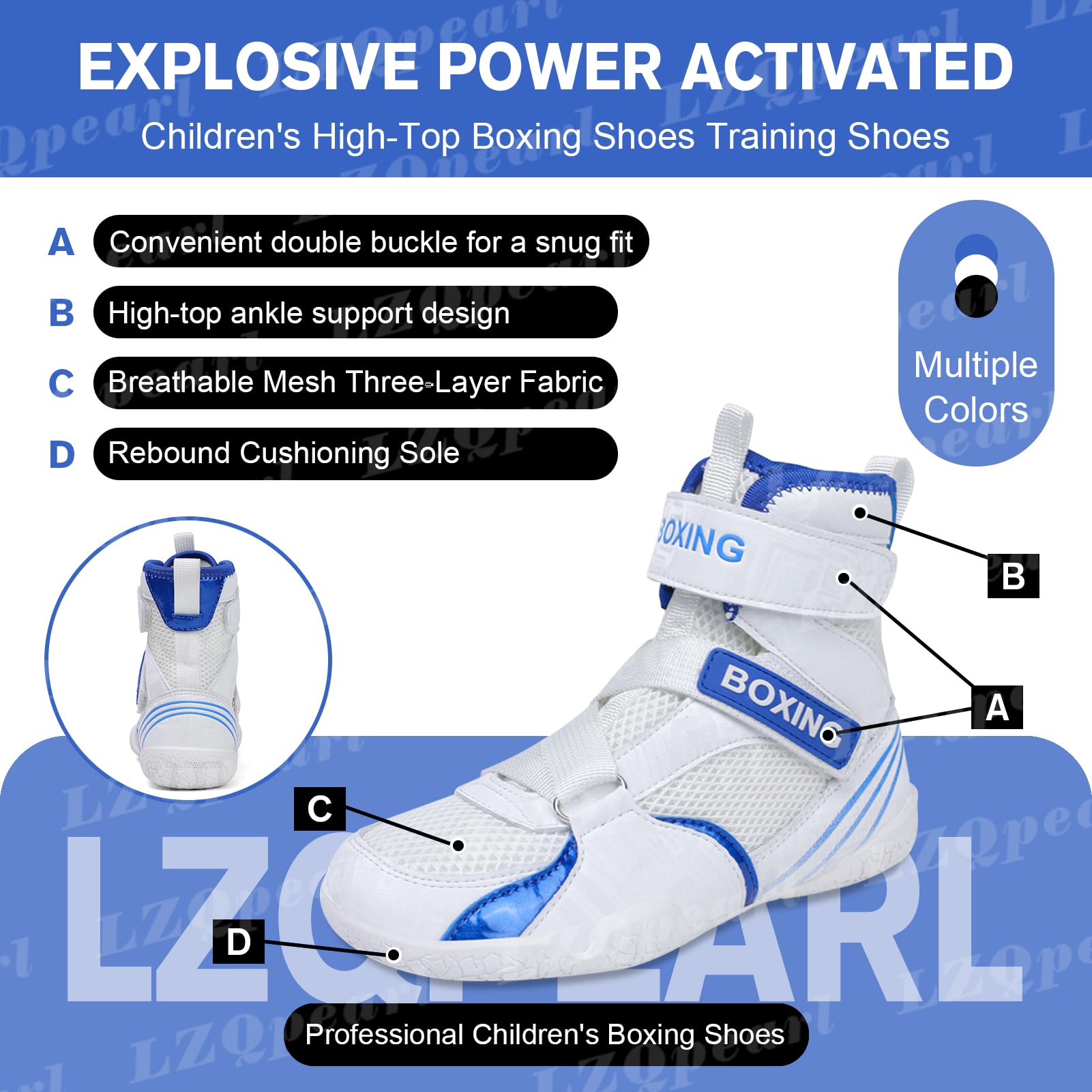 LZQpearl Kinder Boxschuhe, Unisex High-Top Pro Wrestling Stiefel, Muay Thai Kickbox Sparring Boxer Turnschuhe, Kampfsportschuh Für Jungen, Mädchen, Kinder, Jugendliche