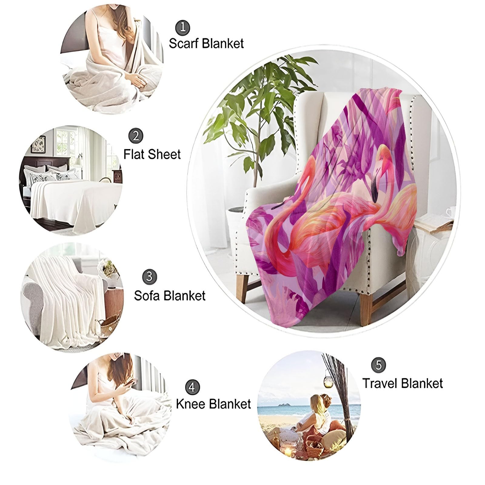 Decke Flanell 150 x 200 cm Geschenke für Frauen und Männer - Fantasie Tiere Flamingo Witzige Geschenke für Freunde zu Weihnachten und Geburtstag, Lila