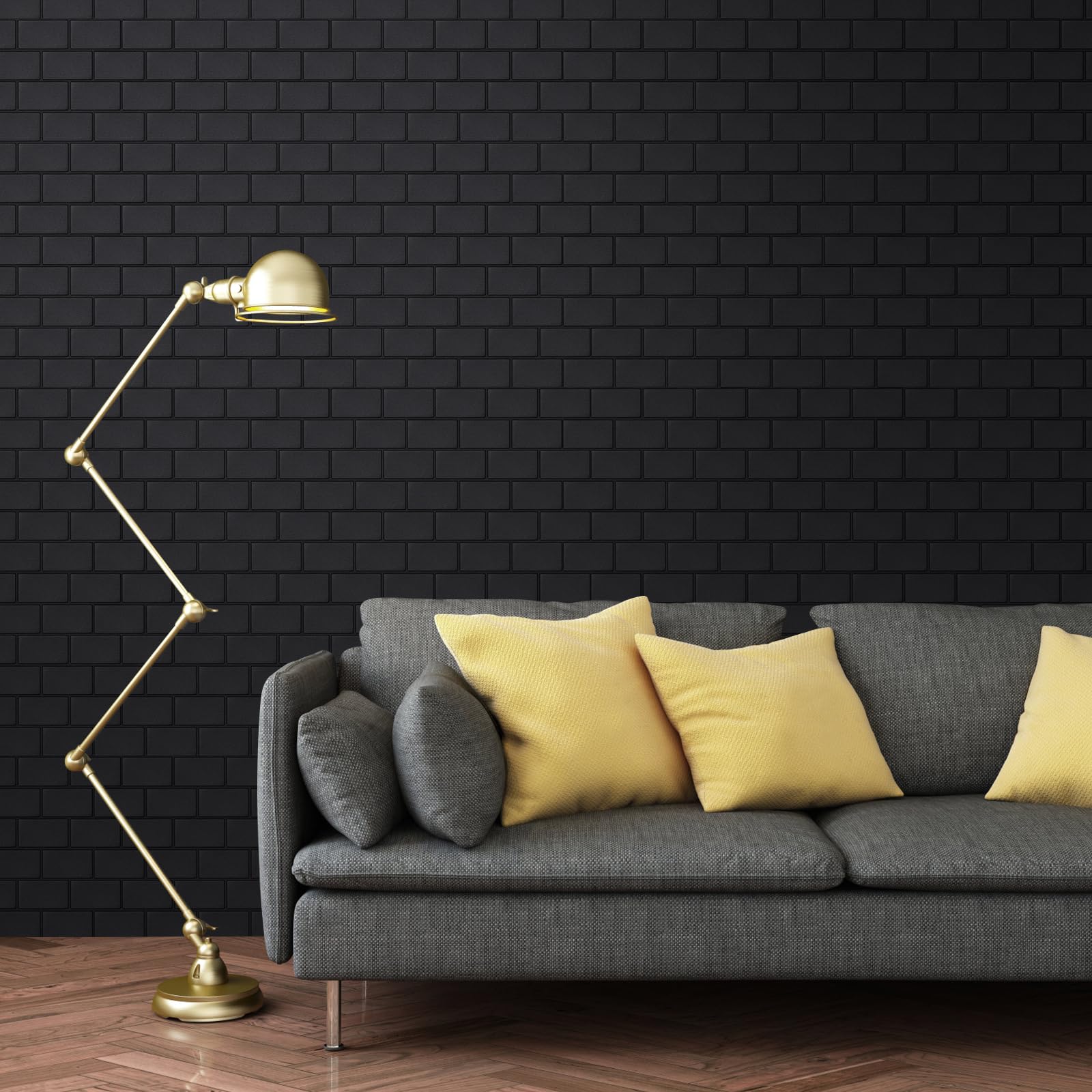 Carreaux Muraux Autocollants 10 Feuilles, 1,6 Mm D'épaisseur, Carrelage Mural Autocollant Noir Mat Pour Dosseret De Cuisine, Salle De Bain, Décoration D'intérieur