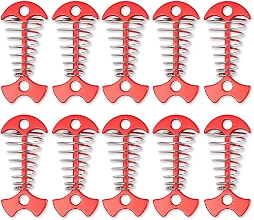 Alnicov Juego de 10 estacas para tabla de terraza, diseño de espina de pescado con hebilla de resorte para acampar al aire libre, senderismo, color