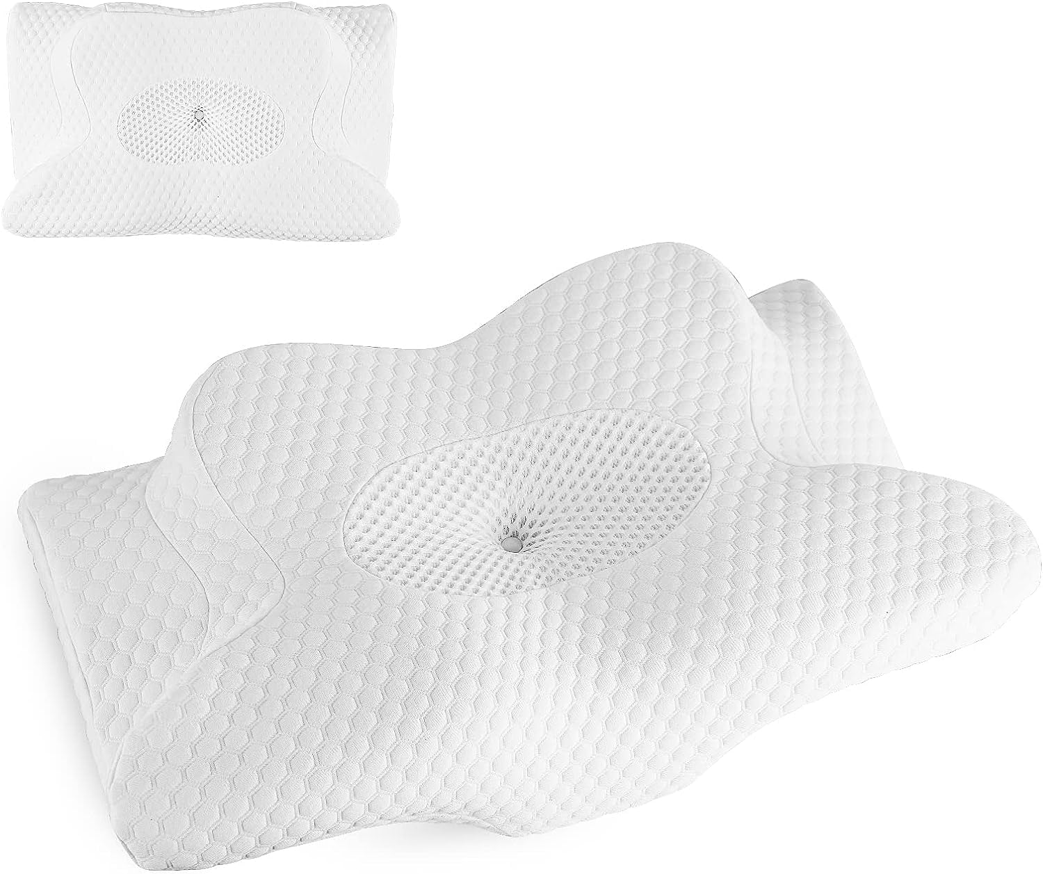 EORYNOL Cervical Pillow for Neck Pain Relief, 2 in 1 Neck Pillow Orthopedic Sleeping Pillow, Ergonomic Head Neck Support Pillow for Side/Back/Stomach Sleepers with Removable Cover