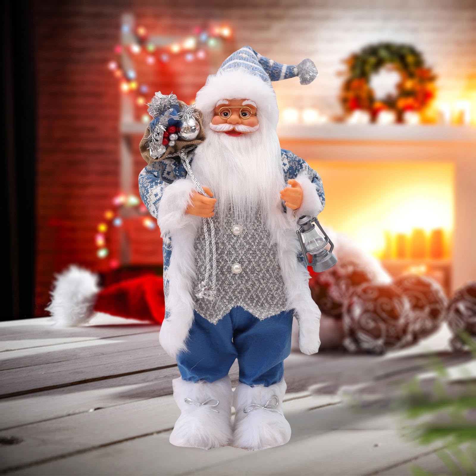 Amagogo Weihnachtspuppe, Weihnachtsmann-Figur, Weihnachtsmann, Weihnachtsmann-Figur, 60 cm/23 Zoll hoch, für die Dekoration des Weihnachtszimmers und des Kamins