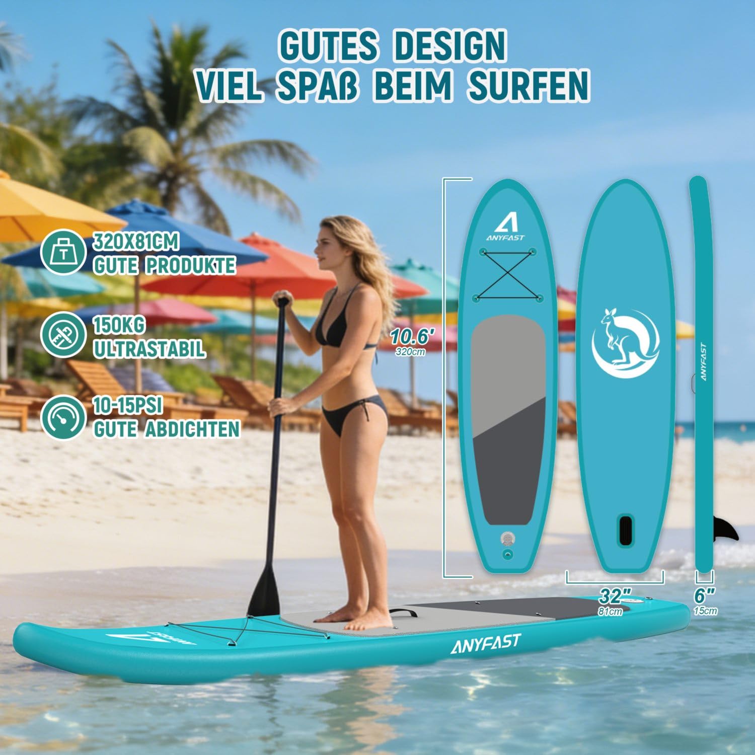 Stand up Paddle-Board-Wide-Gonfiabile-Pesca-Paddleboard - 11'x35' Ultra Stabile Wide SUP, pompa, porta macchina fotografica, guinzaglio, zaino, accessori, giovani/adulti