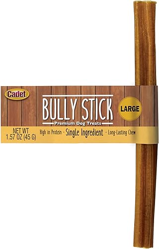 Cadet Bully Sticks para perros grandes, pizza de carne de res totalmente natural, masticables de larga duración sin cuero crudo para masticadores