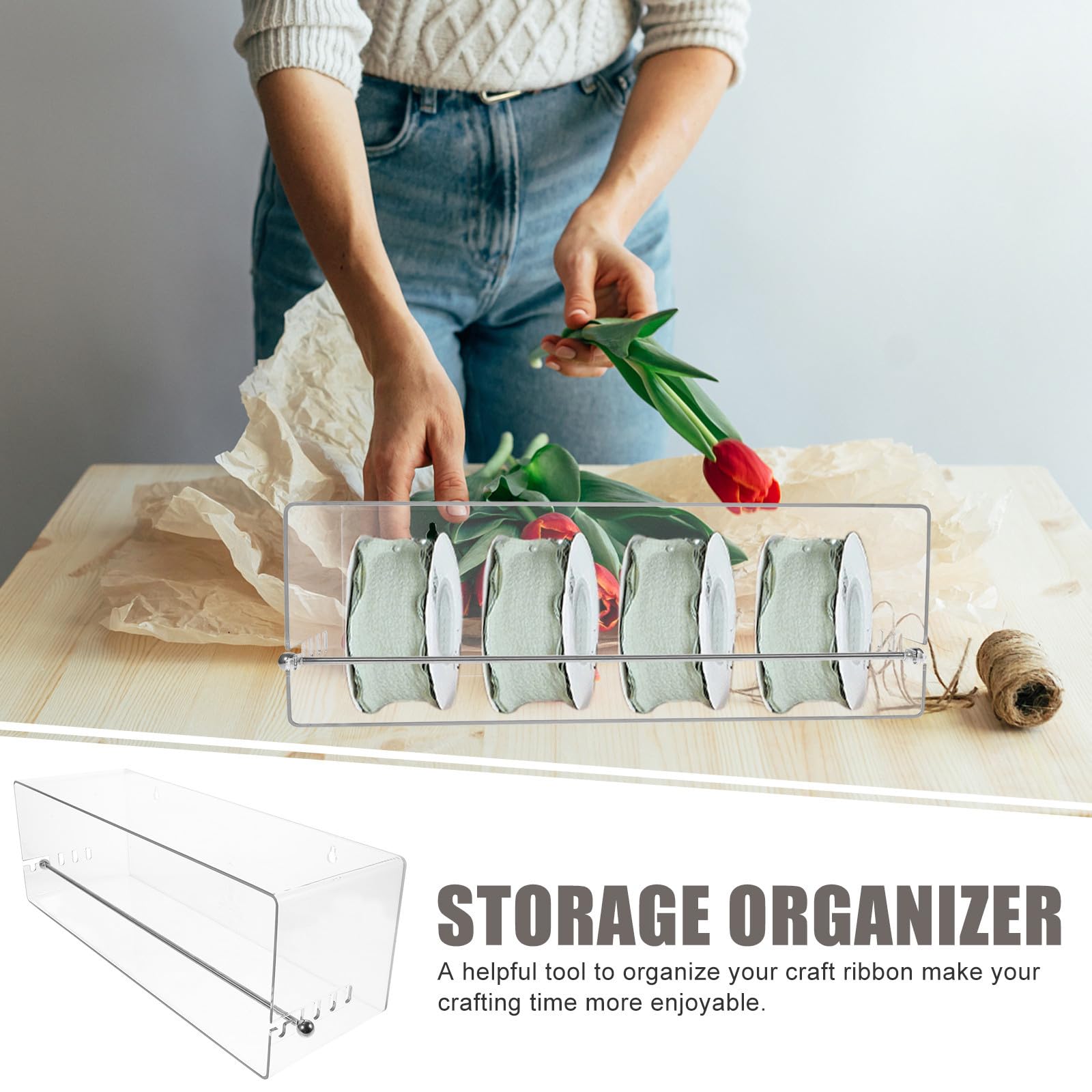 LIFKOME Scatola Organizer per Nastri in Plastica Porta Nastri da Bricolage per Craft Room e Negozi per Appassionati di Crafting