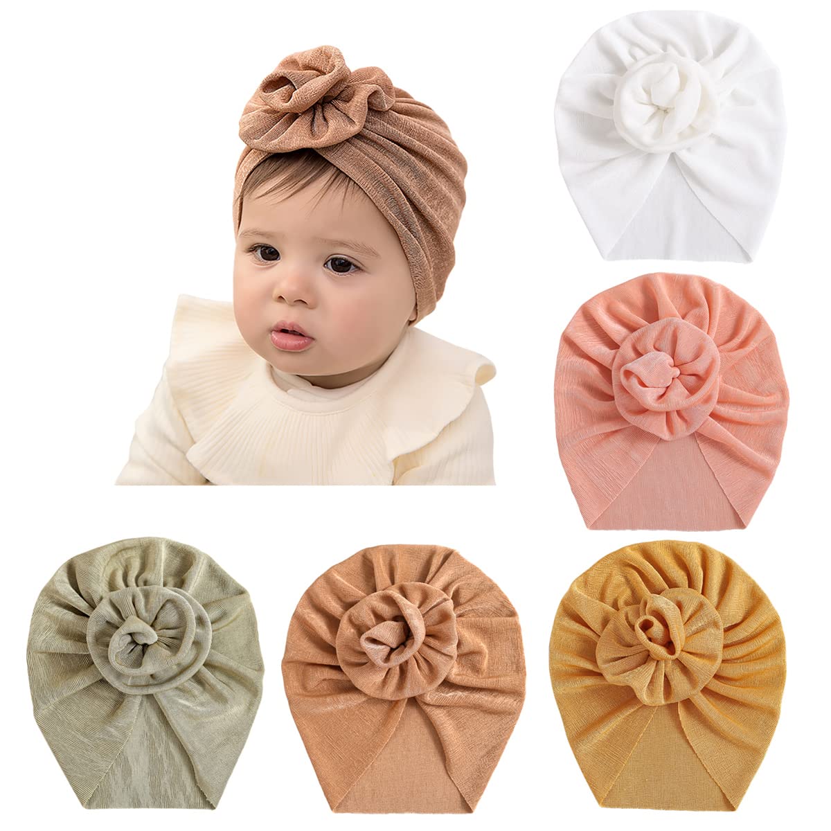 Gorro de algodón suave y bonito para bebés recién nacidos, con lazo