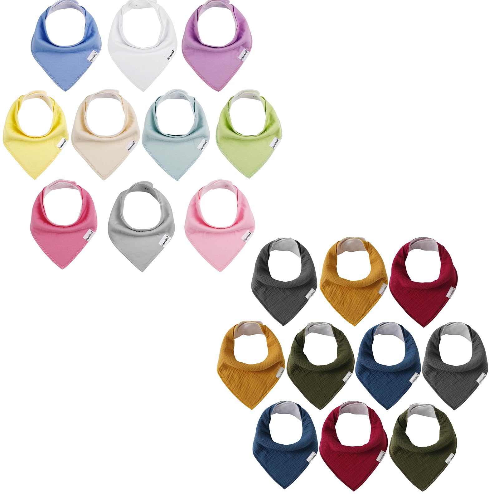 10 Pack Baby Bandana Drool Bibs for Boys Girls and 10 Pack Muslin Baby Bibs,Super Soft Absorbent Muslin Bandana Bibs Unisex,100% Cotton Drool Bibs