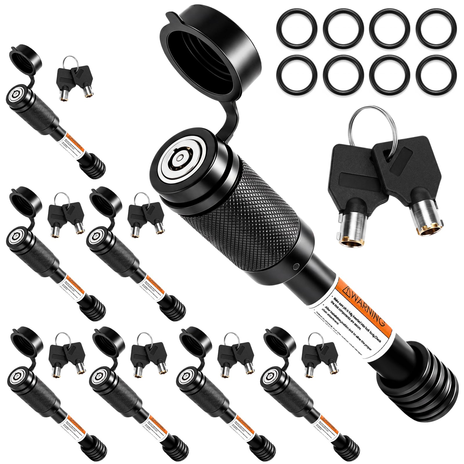 Photo 1 of BBTO 8 Pack Trailer Hitch Pin, 5/8" Dia 3-1/2" Locking Receiver Pin with Keys, Tow Hitch Lock with O-Ring for Class Iii Iv 2" and 2-1/2" Receivers, Bike, Cargo Carrier, Trailer, Truck, Car Boat