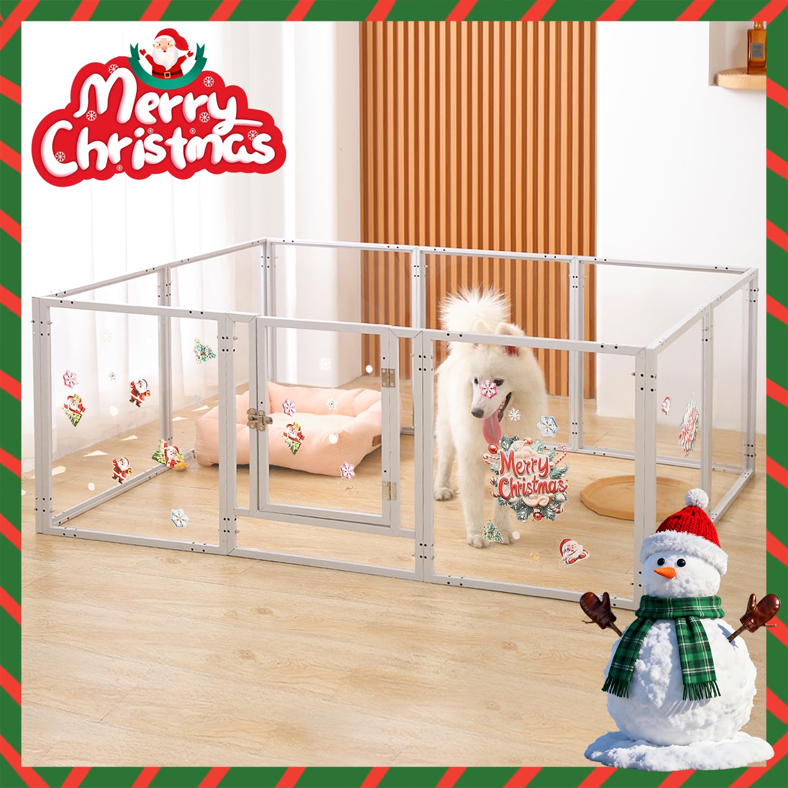 Parque para Perros Acrílico, PARC Chien interieur, 60 cm de Altura Corralito para Perros, Fácil Montaje, Fácil de Limpiar, Robusto y Duradero, Ideal Perros pequeños y Cachorro (10 Paneles)