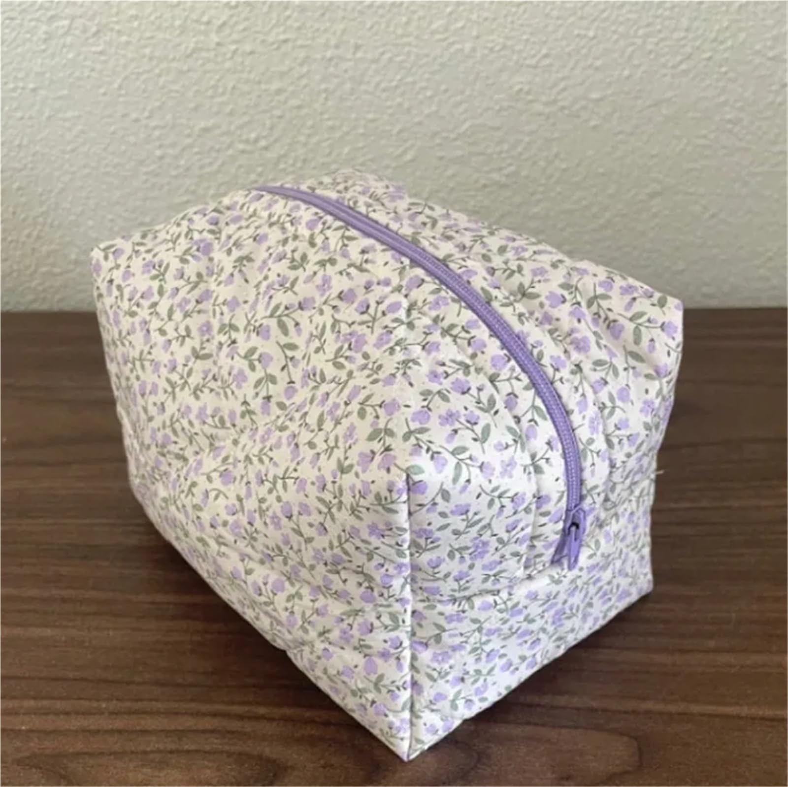 Bolsas de cosméticos Organizador Almacenamiento Bolsas Bolsa Maquillaje Acolchada y esponjosa con Estampado Flores Viaje Grande Accesorio for Guardar(Red)