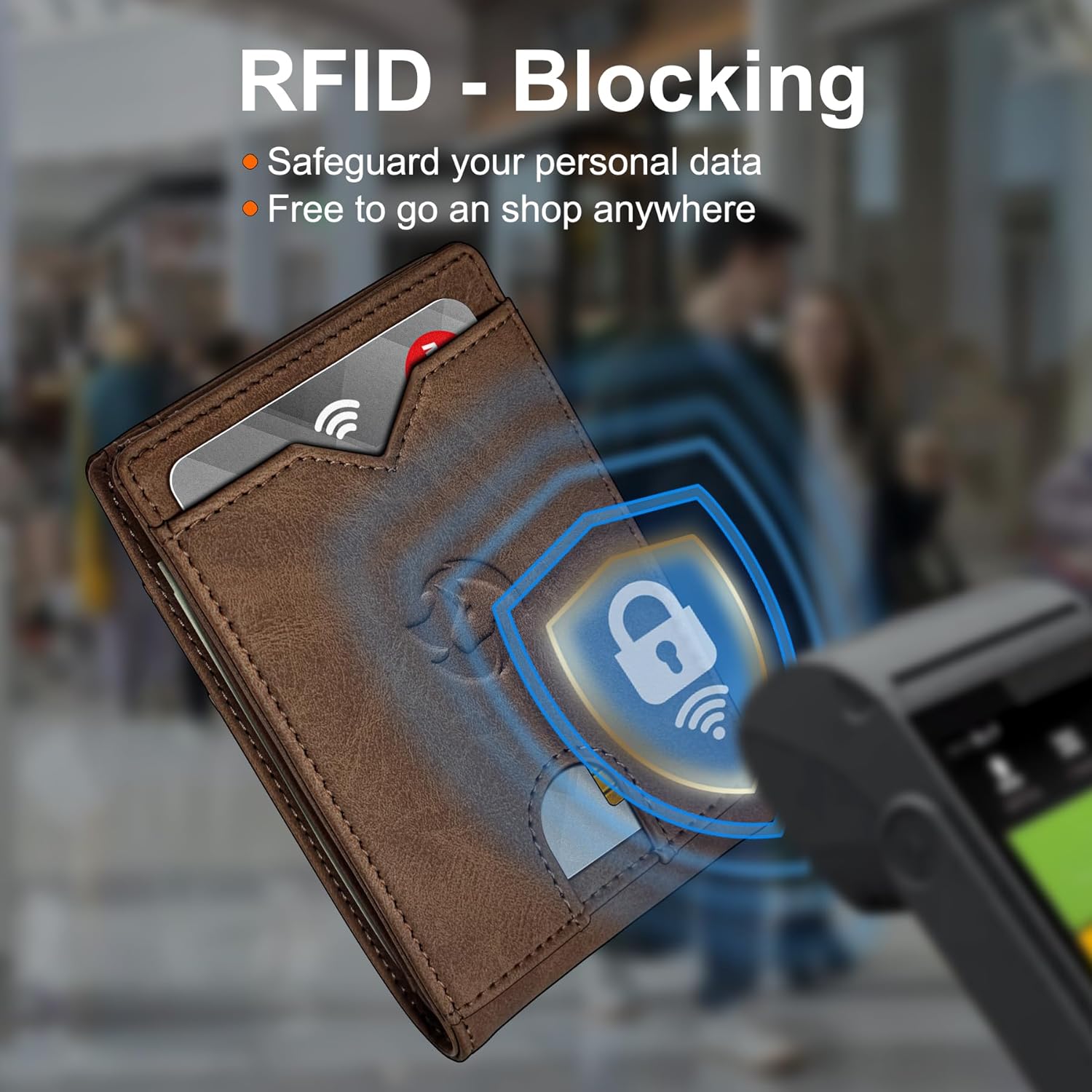 Wallet for Men Wallet with Cash Pocket 2 ID Window 13 Cards,Slim Leather Wallet Front Pocket Card Holder RFID Blocking with Gift Box - Image 6