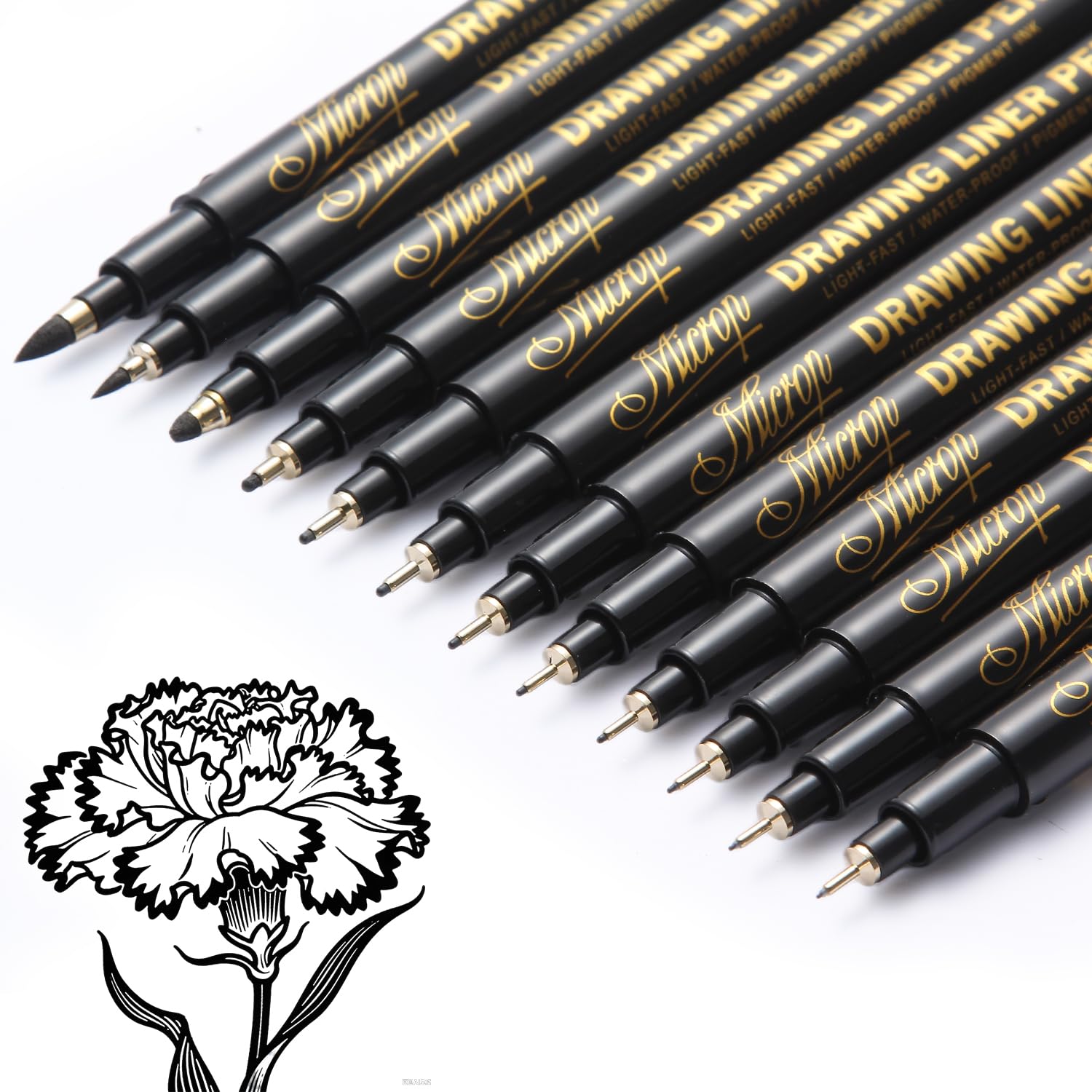 Penne Liner Sottili Impermeabili Set da 12 per Artisti Disegno Schizzo Tecnico