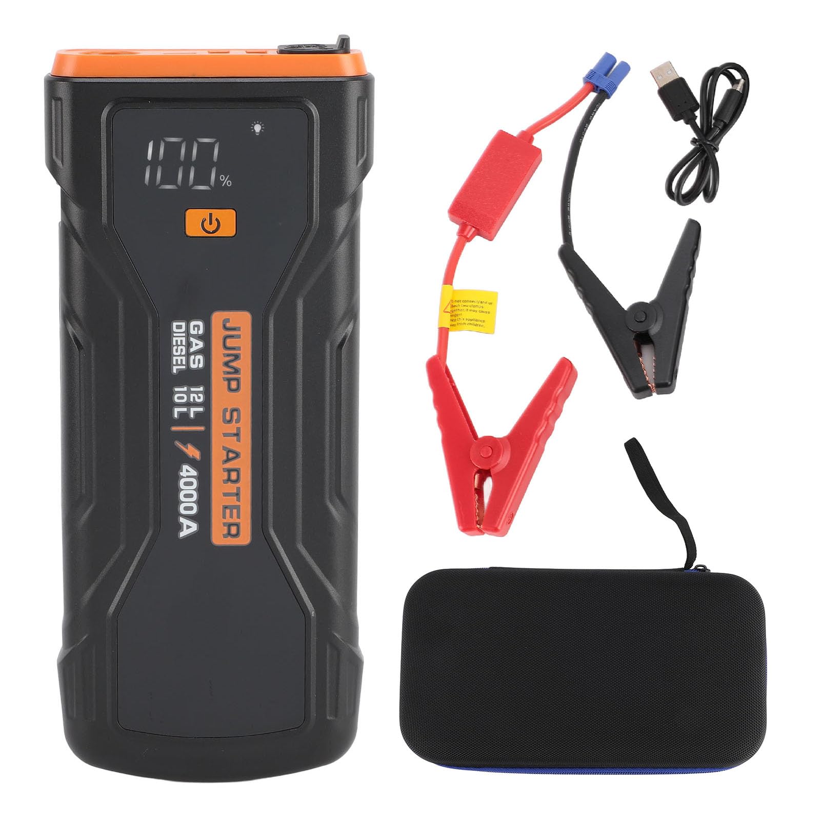 Avviatore di Emergenza per Batteria per Auto, Pacco Batteria 2000A 8000mAh 12V con Gonfiatore per Pneumatici, Custodia di Stoccaggio, Luce di Emergenza, Scatola di Emergenza