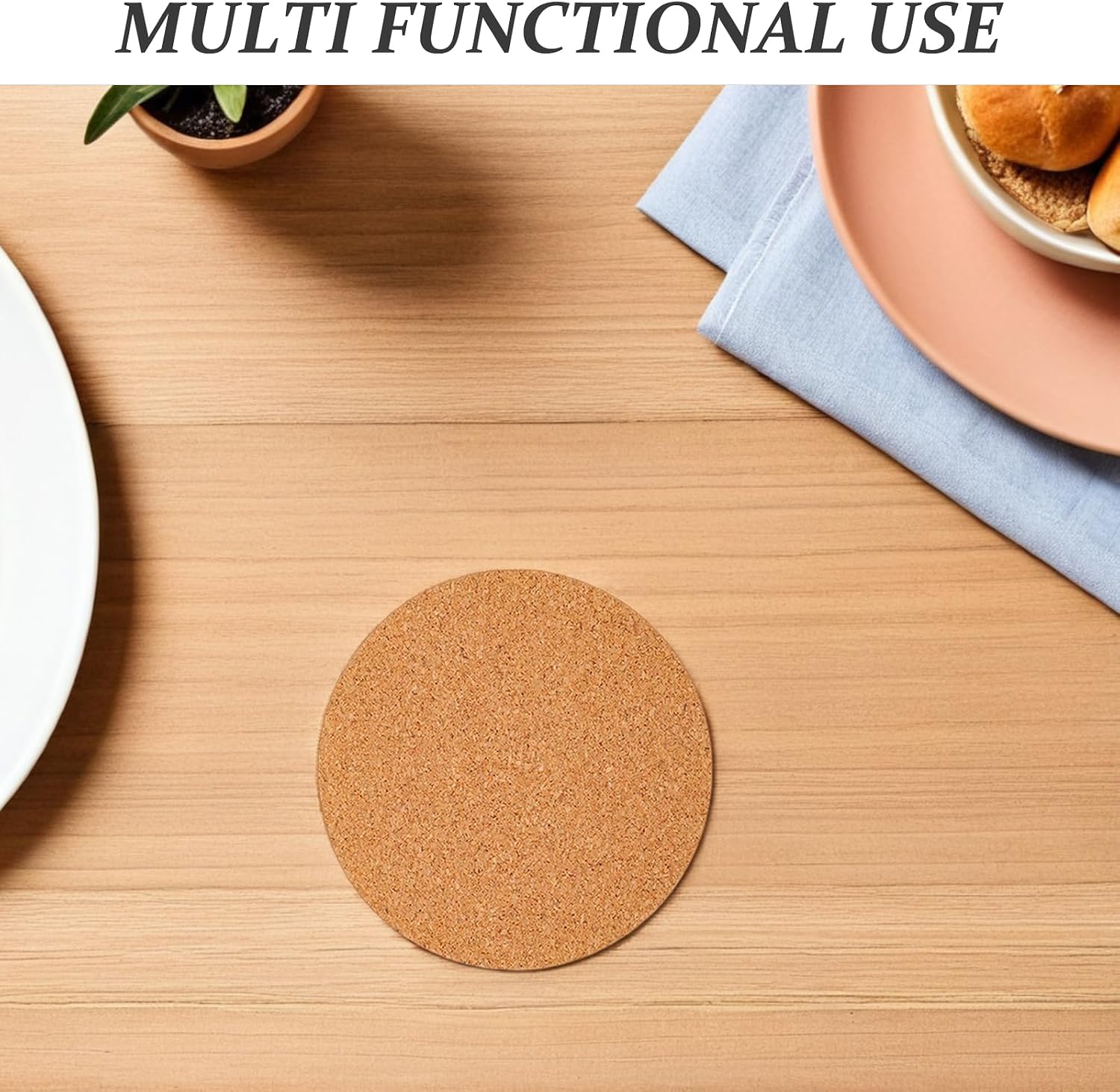 LOGOFUN 120pcs Self-Adhesive Cork Circles for DIY Coasters with 3.15 Inch Diameter and 1mm Thickness Home Supplies