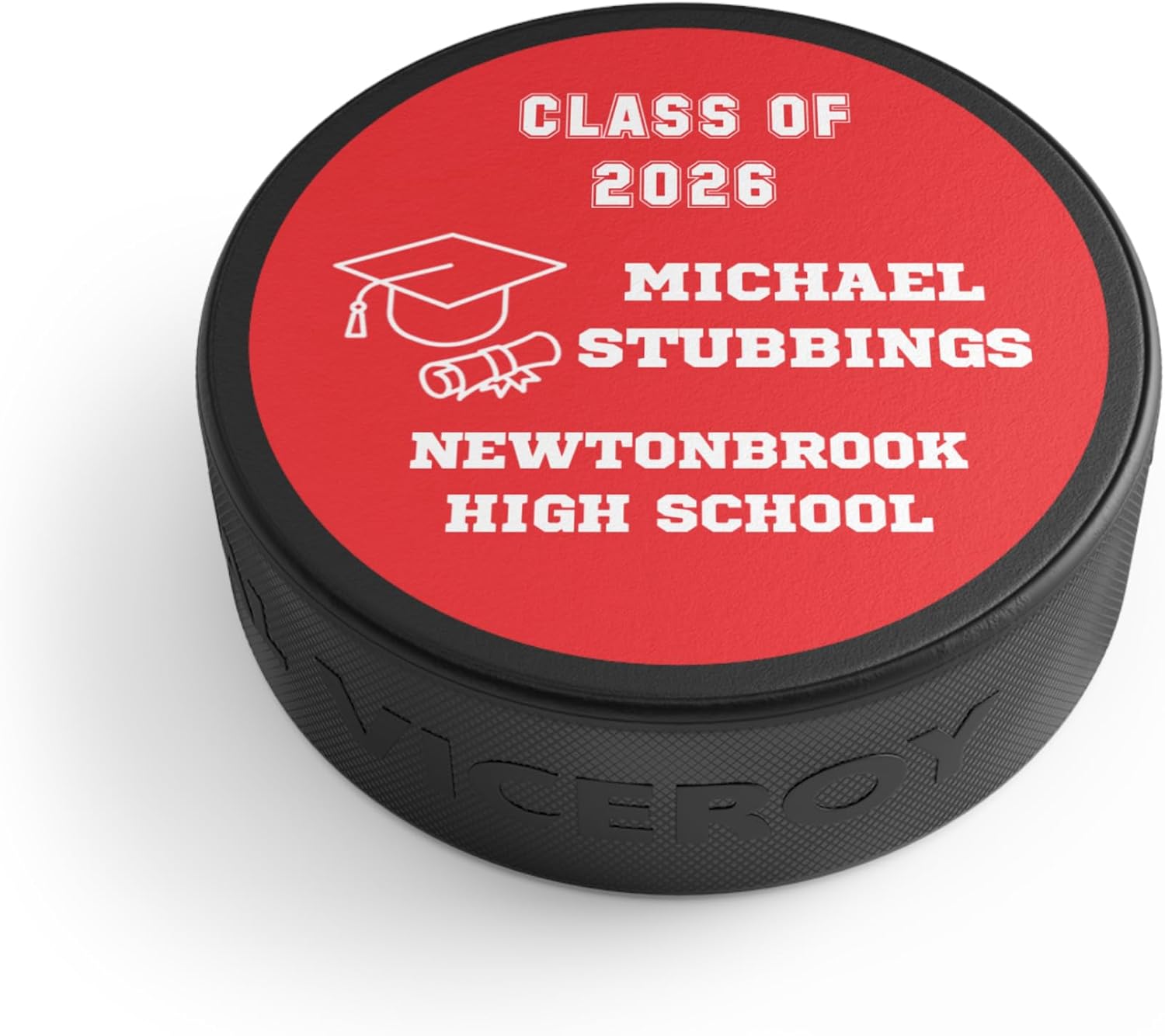Personalized Graduation Hockey Puck – Custom Class Year, Graduate Name & School – Official Size & Weight – Unique Hockey Gift for Graduates Class of 2026