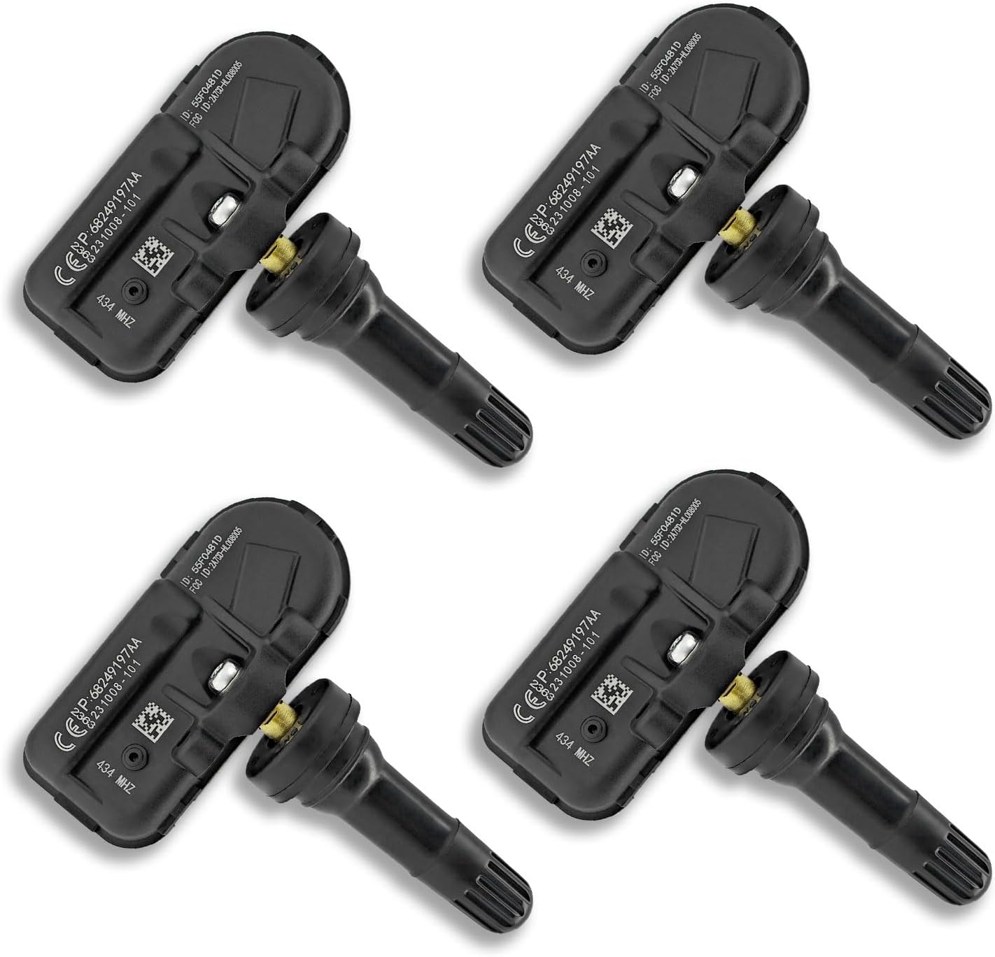 TPMS Sensor Tire Pressure Sensor 434MHz Replacement for 2014-2018 Jeep Cherokee Dodge Ram 1500 2500 3500 Replaces# 68249197AA 68239720AA 4-Pack