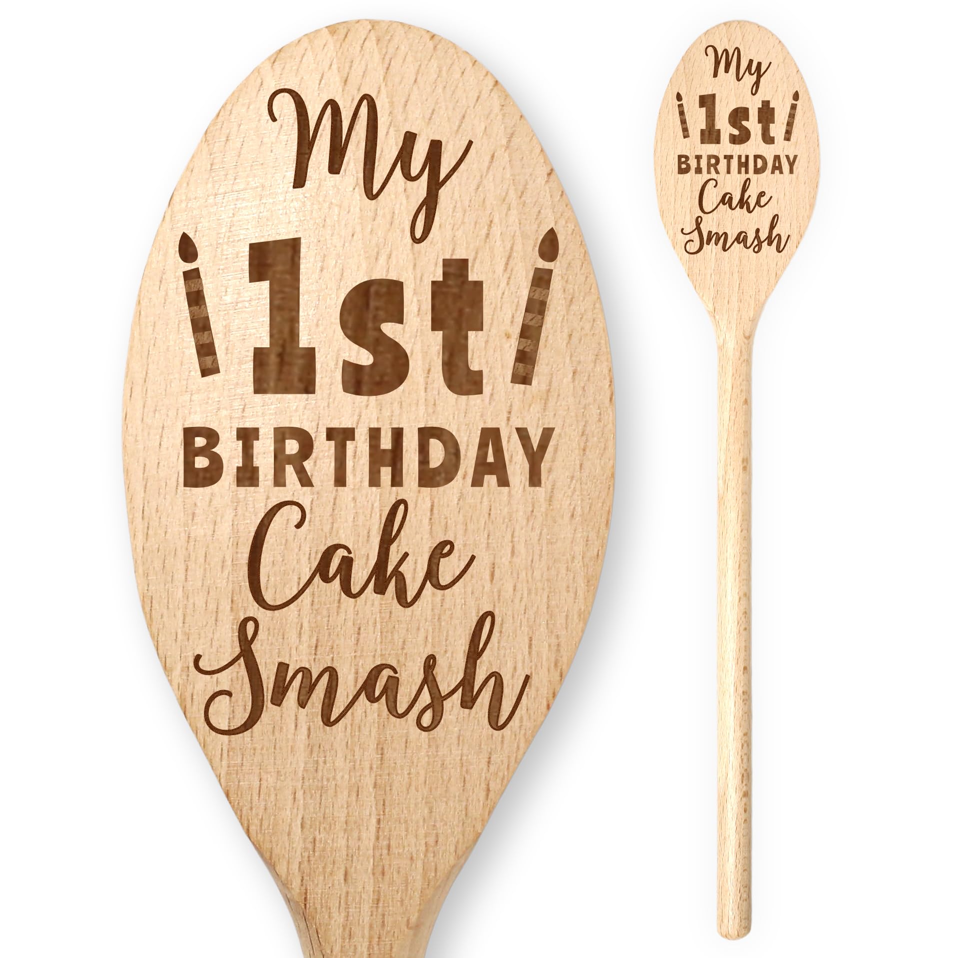 My Baby 1st First Birthday Cake Smash Engraved Wooden Spoon Boys Girls For Party Perfect Photo Prop Photoshoot Daughter’s Sons Mummy Daddy Celebration Toddler Novelty One Grandson Granddaughter Baking