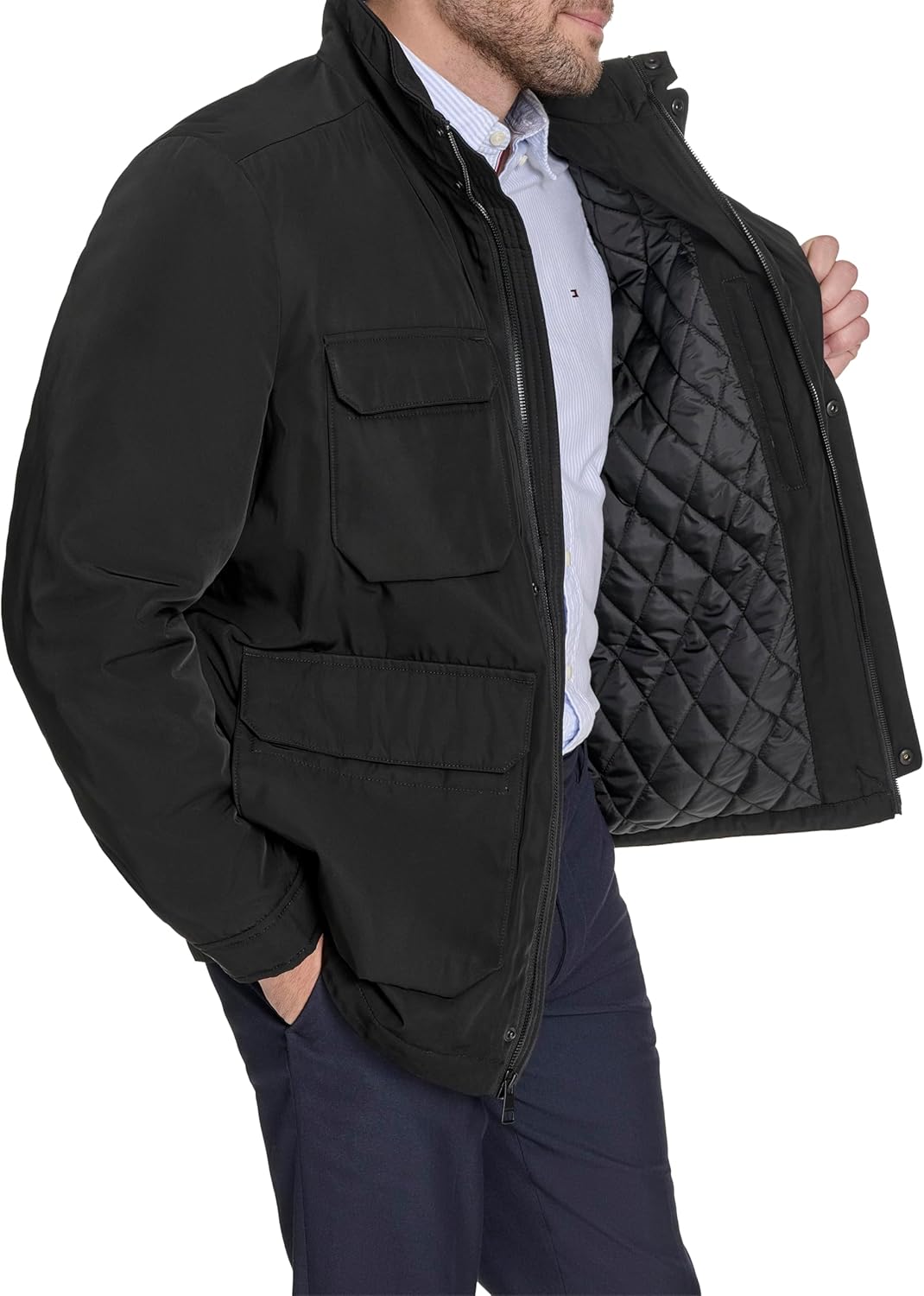 Tommy Hilfiger Men's Stand Collar Four-pocket Field Jacket - Image 6