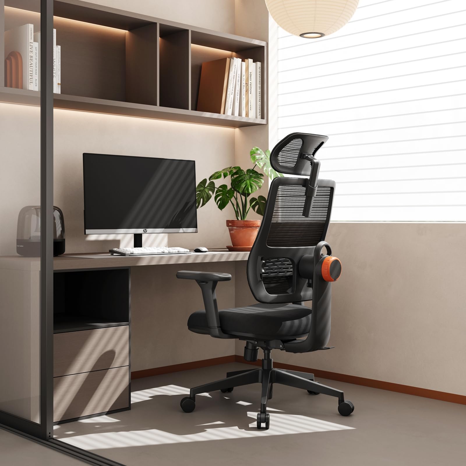 Newtral MAGICH003 Sedia Ufficio Ergonomica Lombare, Sedia Scrivania Poltrona Ergonomica con Braccioli Regolabile, Ergonomic Office Chair Oscillazione a 96-126° (MAGICH003, Nero)